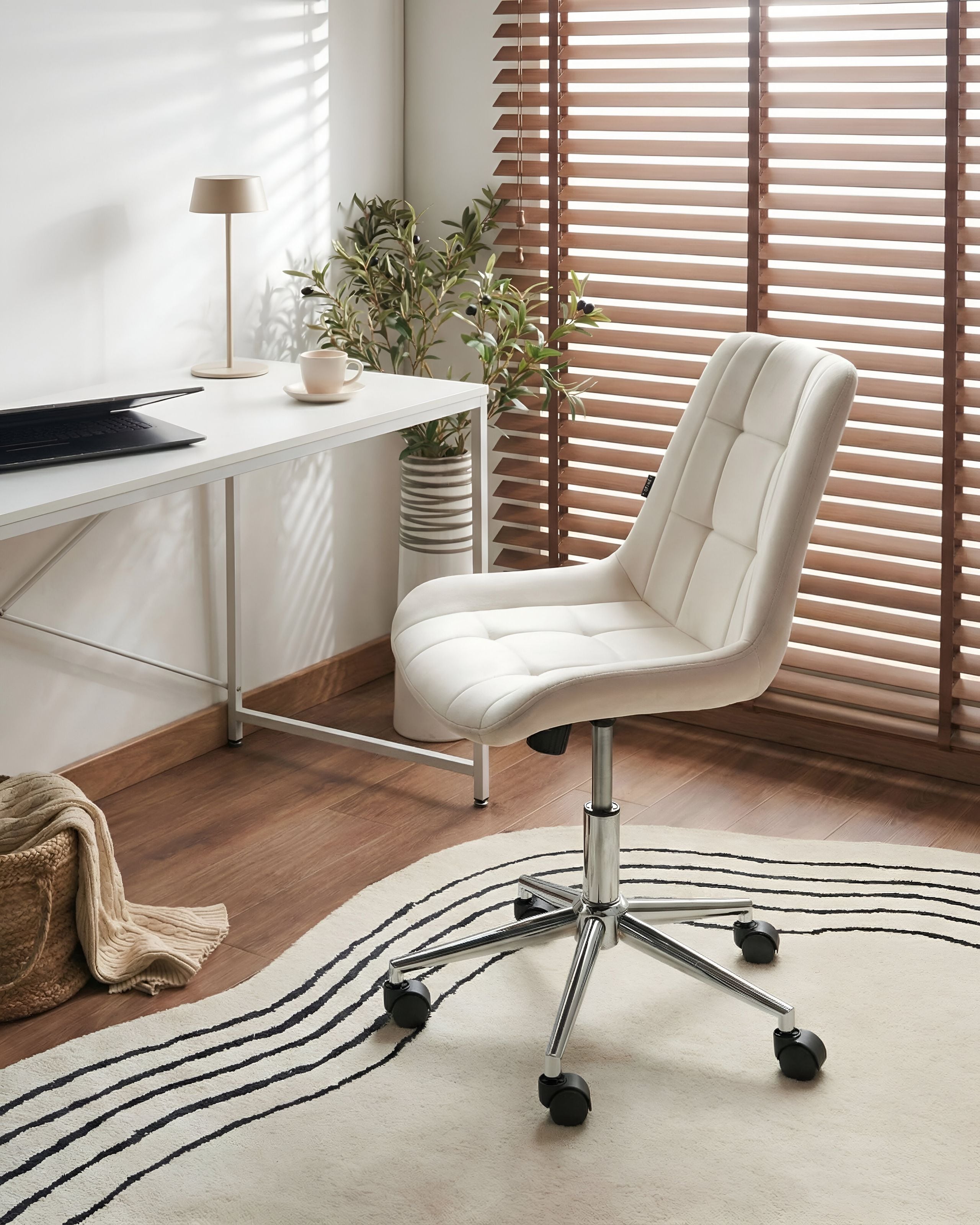 DAHIVO Velvet Office Chair - Off White