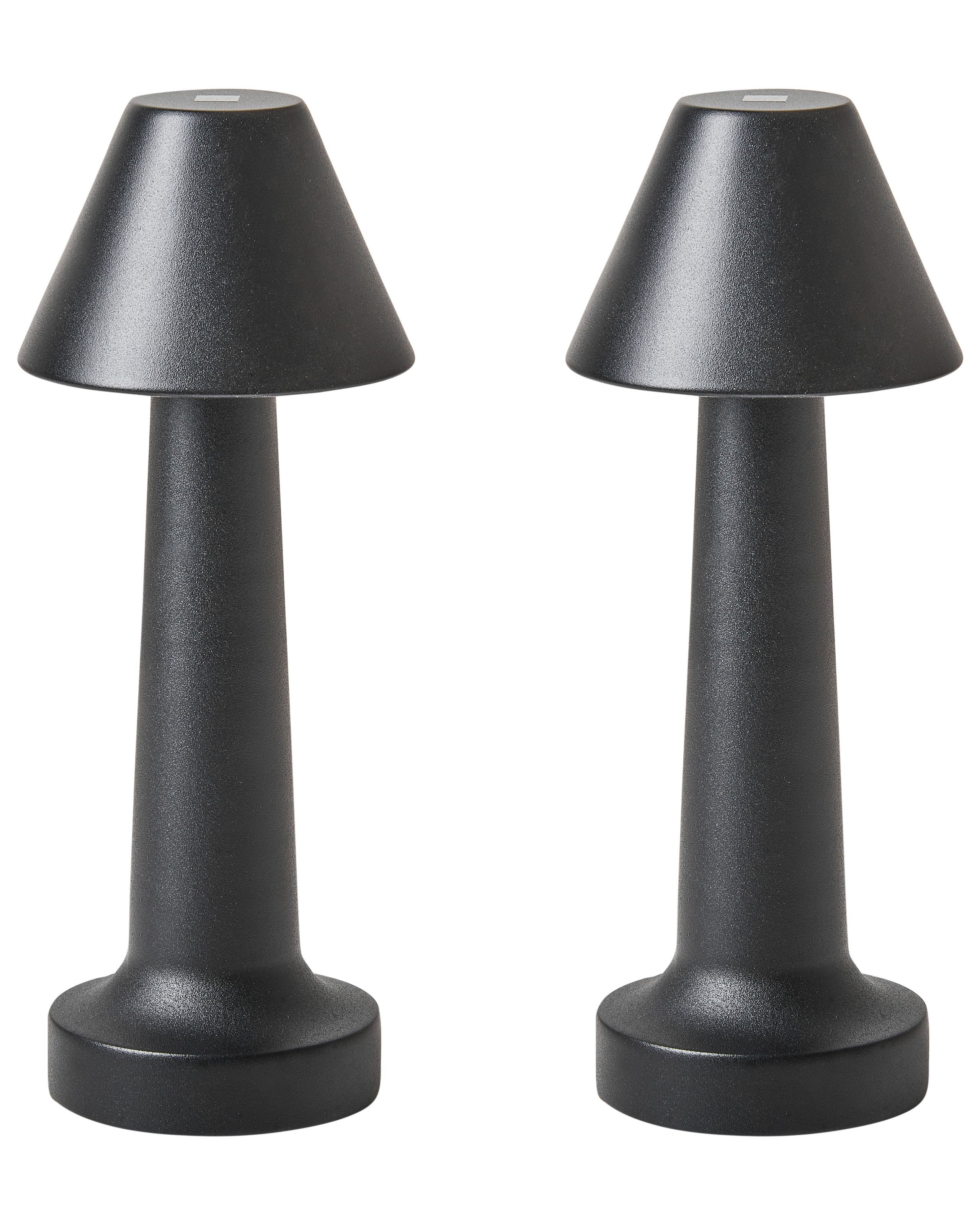 Set of 2 Wireless LED Table Lamp JOANES With Dimmer Metal Black