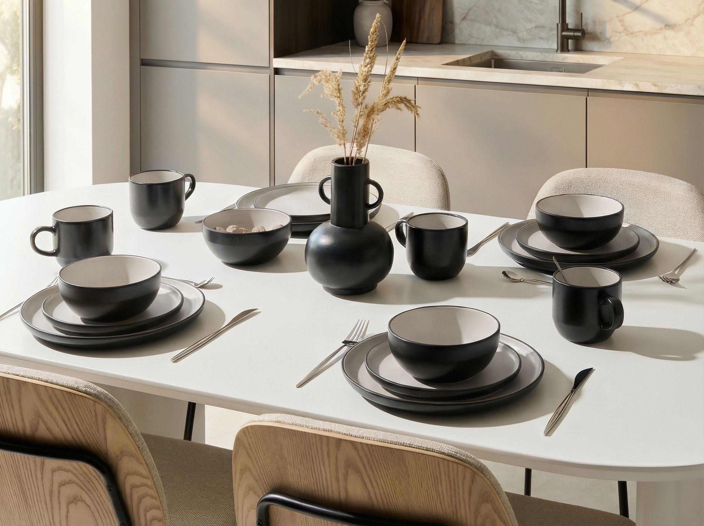 SAHIVO Dinner Set of 16 - Black