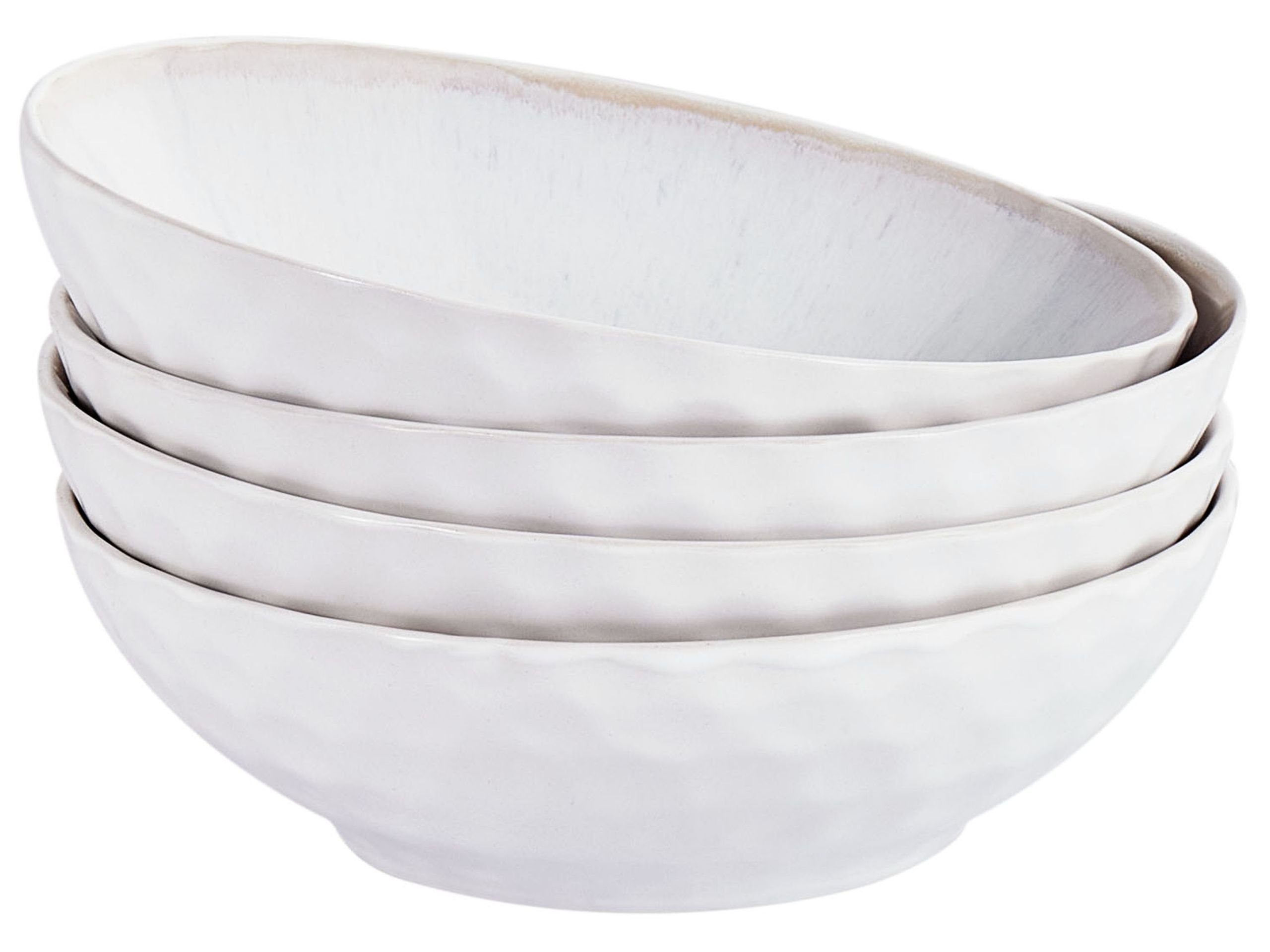 Set of 4 Deep Plates SESAME Stoneware Light Grey