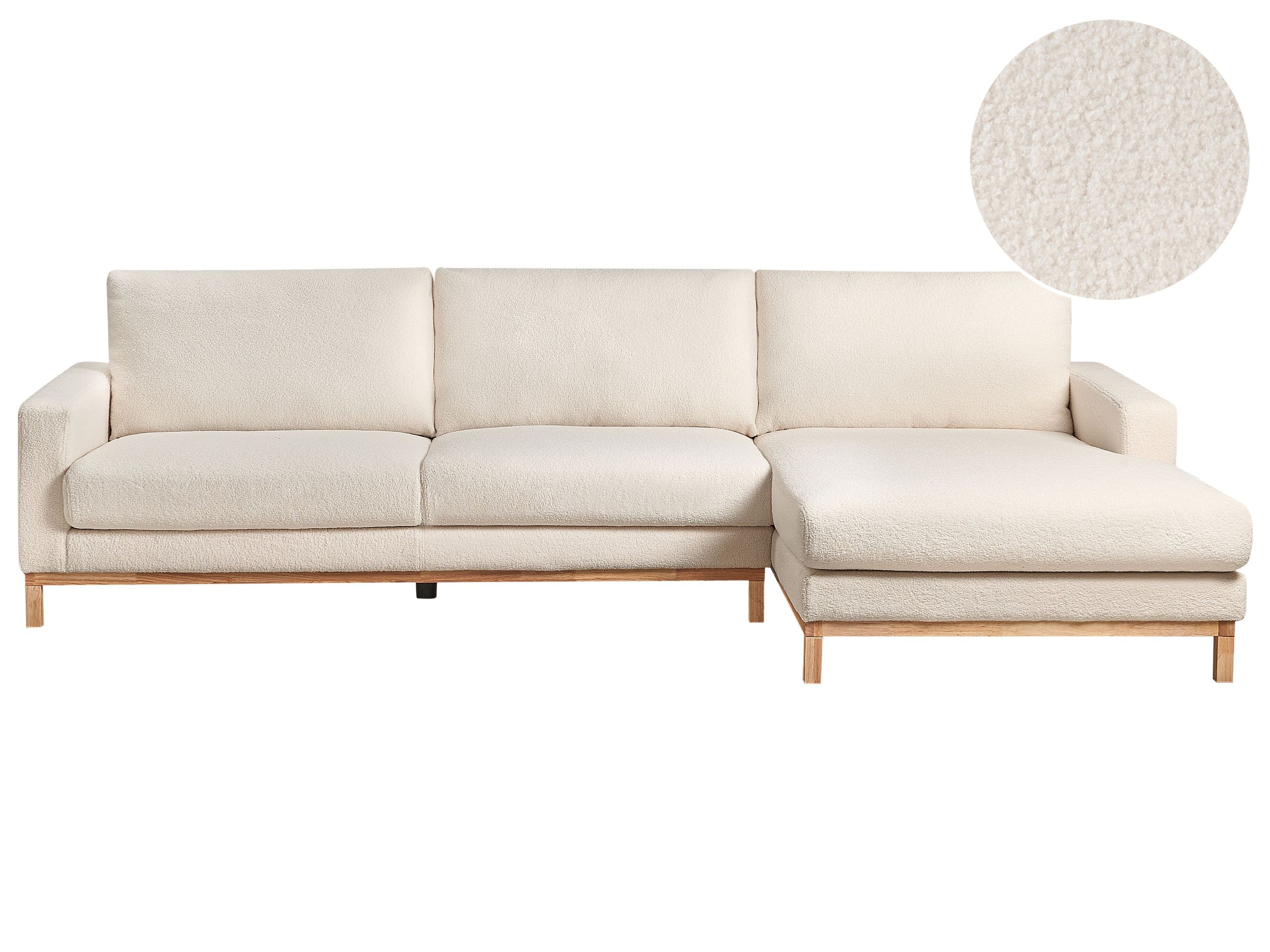 LINTHORPE Boucle Fabric 4 Seatrer L Shaped Corner Sofa - White, Right Hand Facing