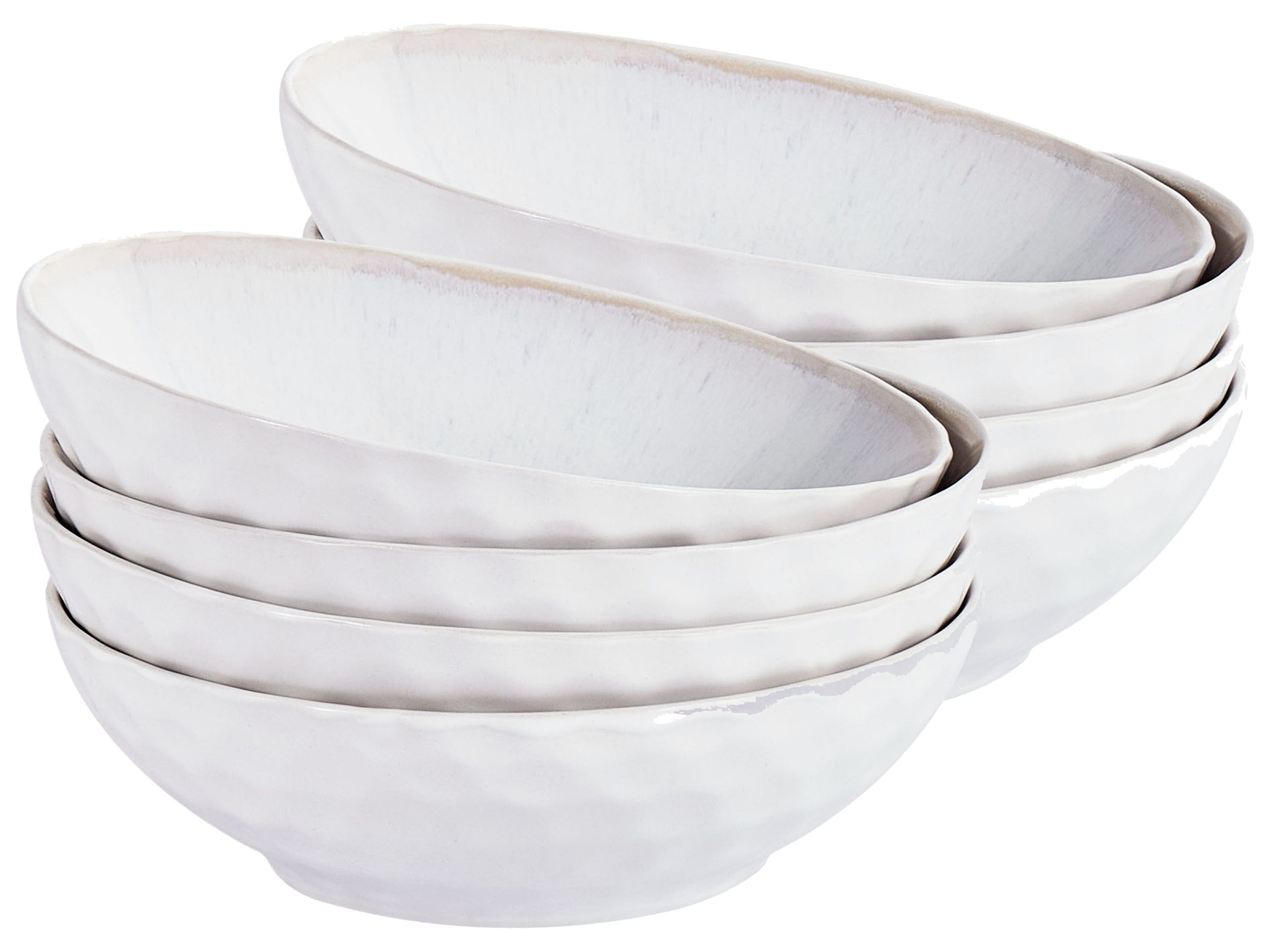 DAWLEIGH Set of 8 Deep Decorative Plates Stoneware - Light Grey