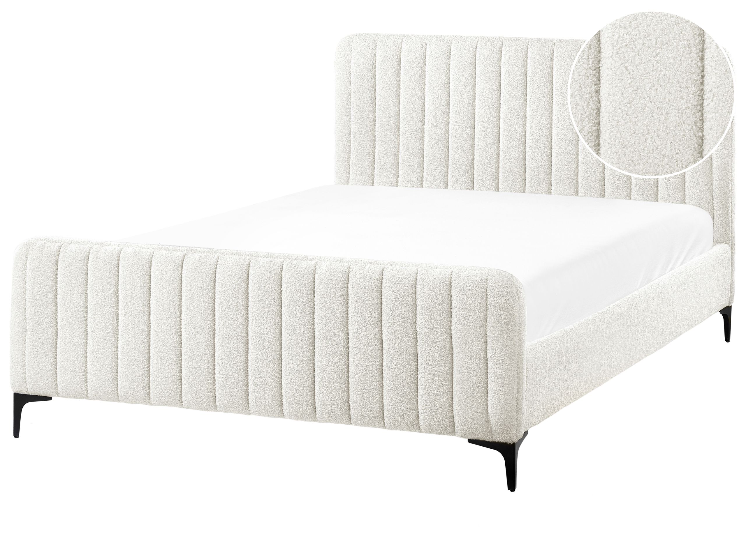 KEWAL Bedframe Boucle 140 x 200cm EU Double Bed Off-White