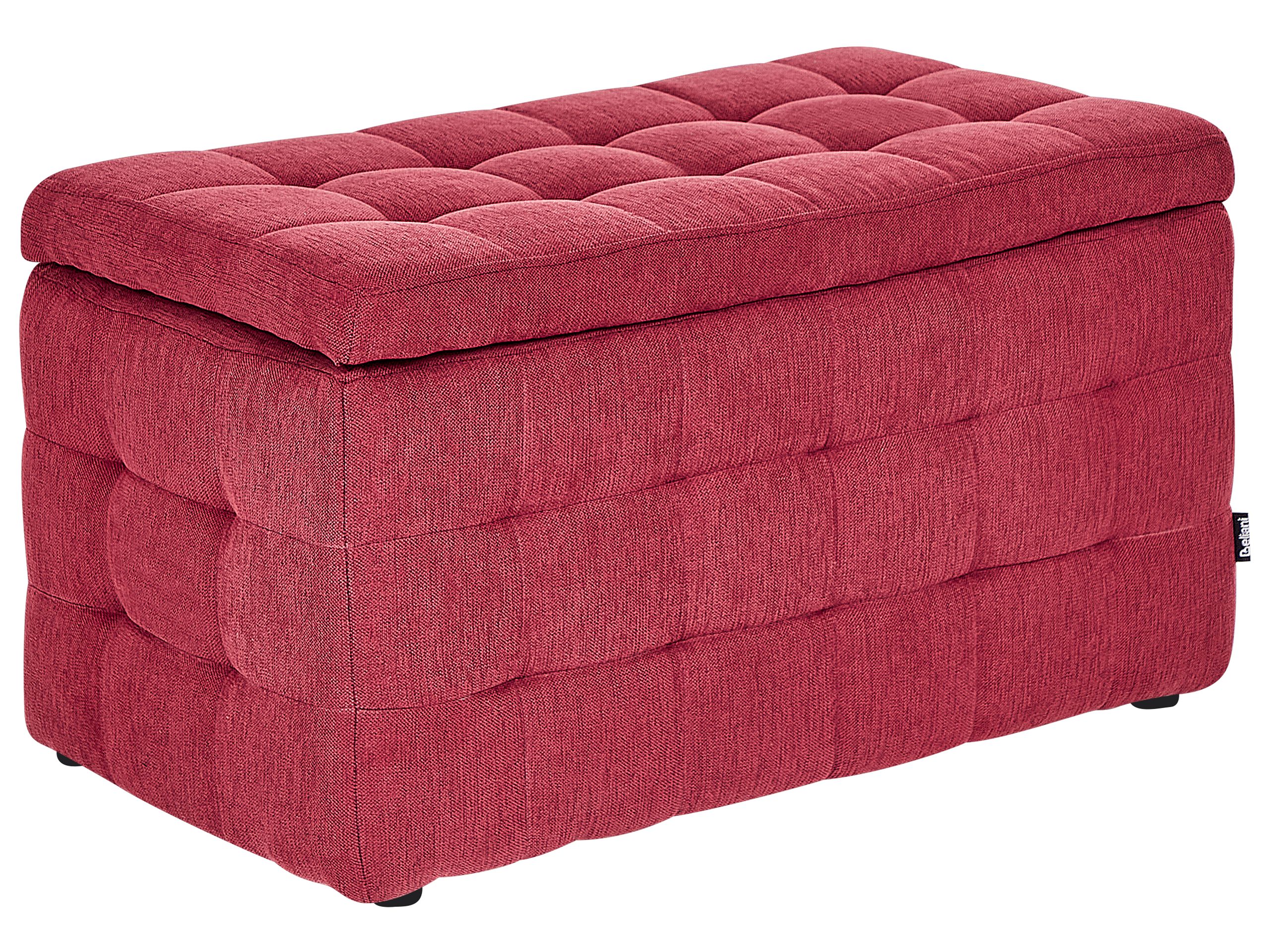Fabric Storage Ottoman Red MICHIGAN