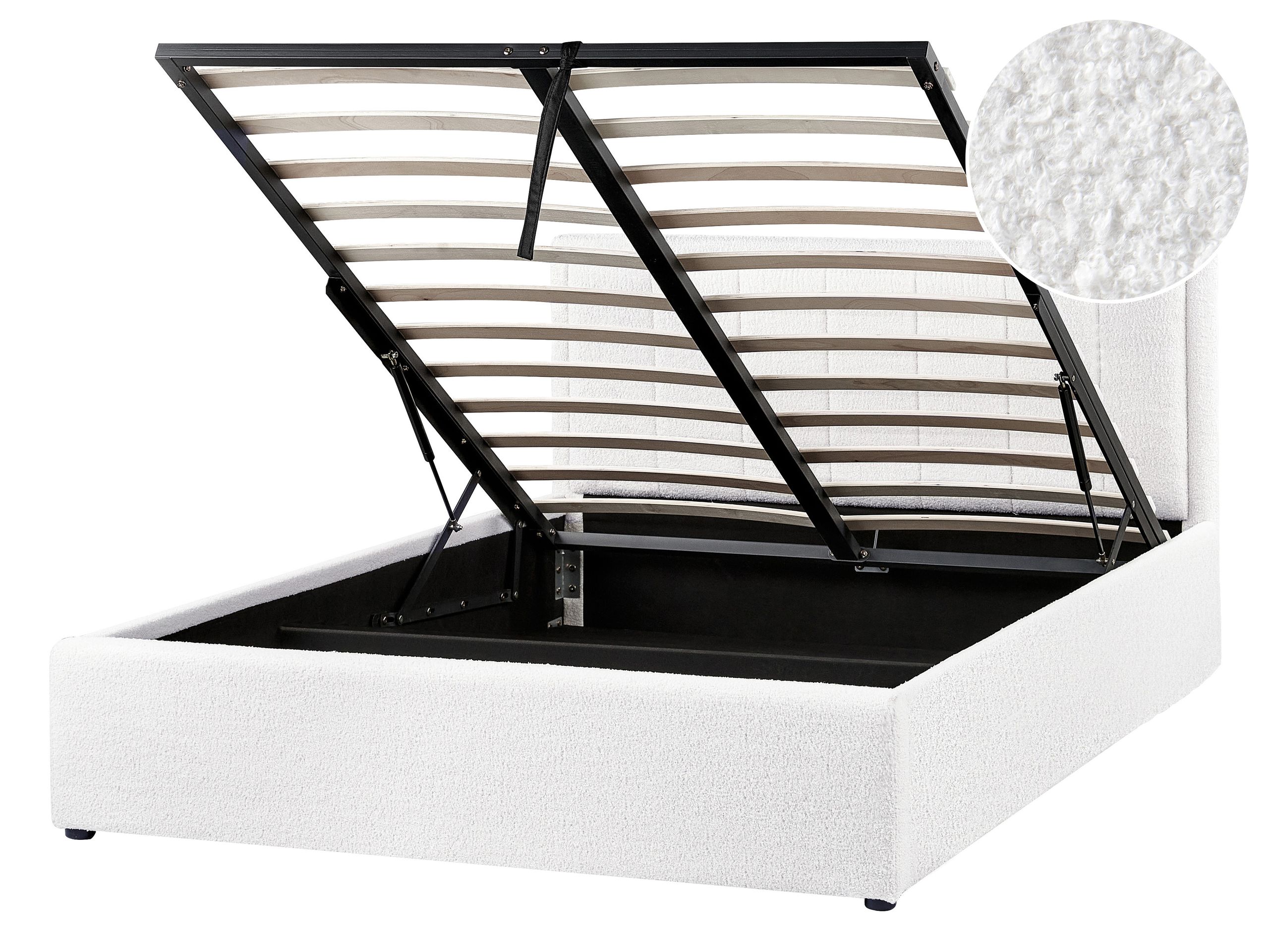 MONTI Ottoman Bedframe Boucle 140 x 200cm EU Double Bed White
