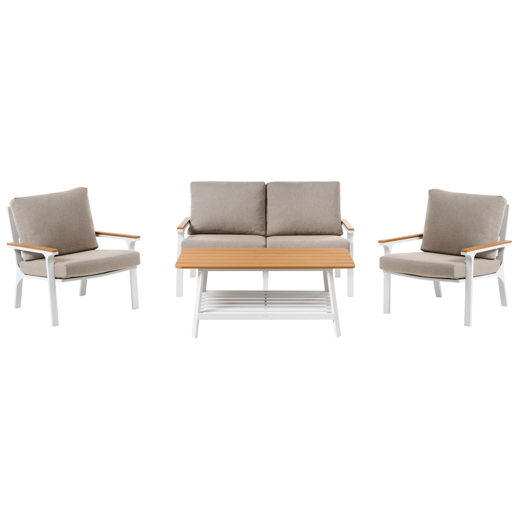 KELNARA Metal Garden 4 Seater Lounge Set - Taupe