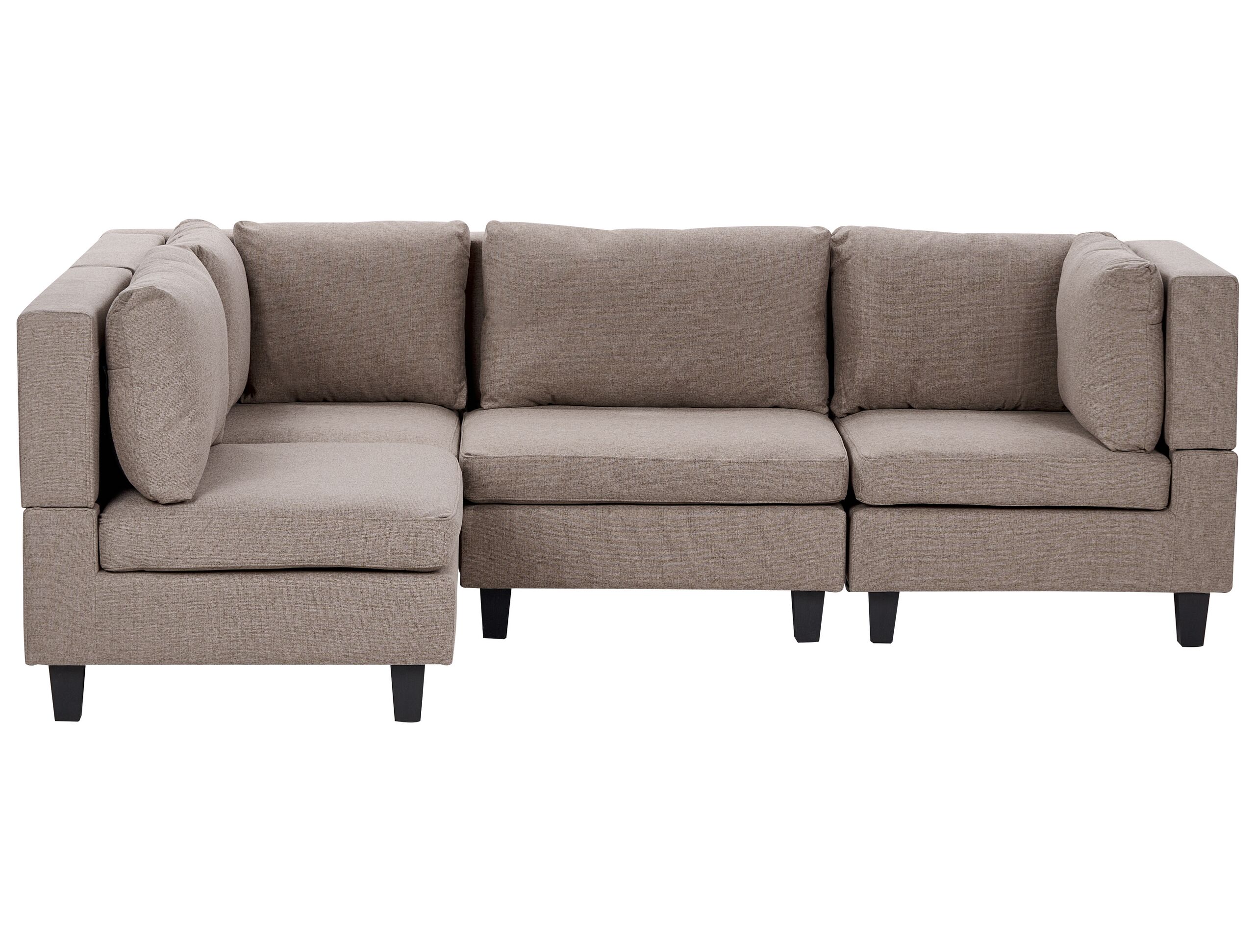 4 Seater Right Hand Modular Fabric Corner Sofa Brown UNSTAD