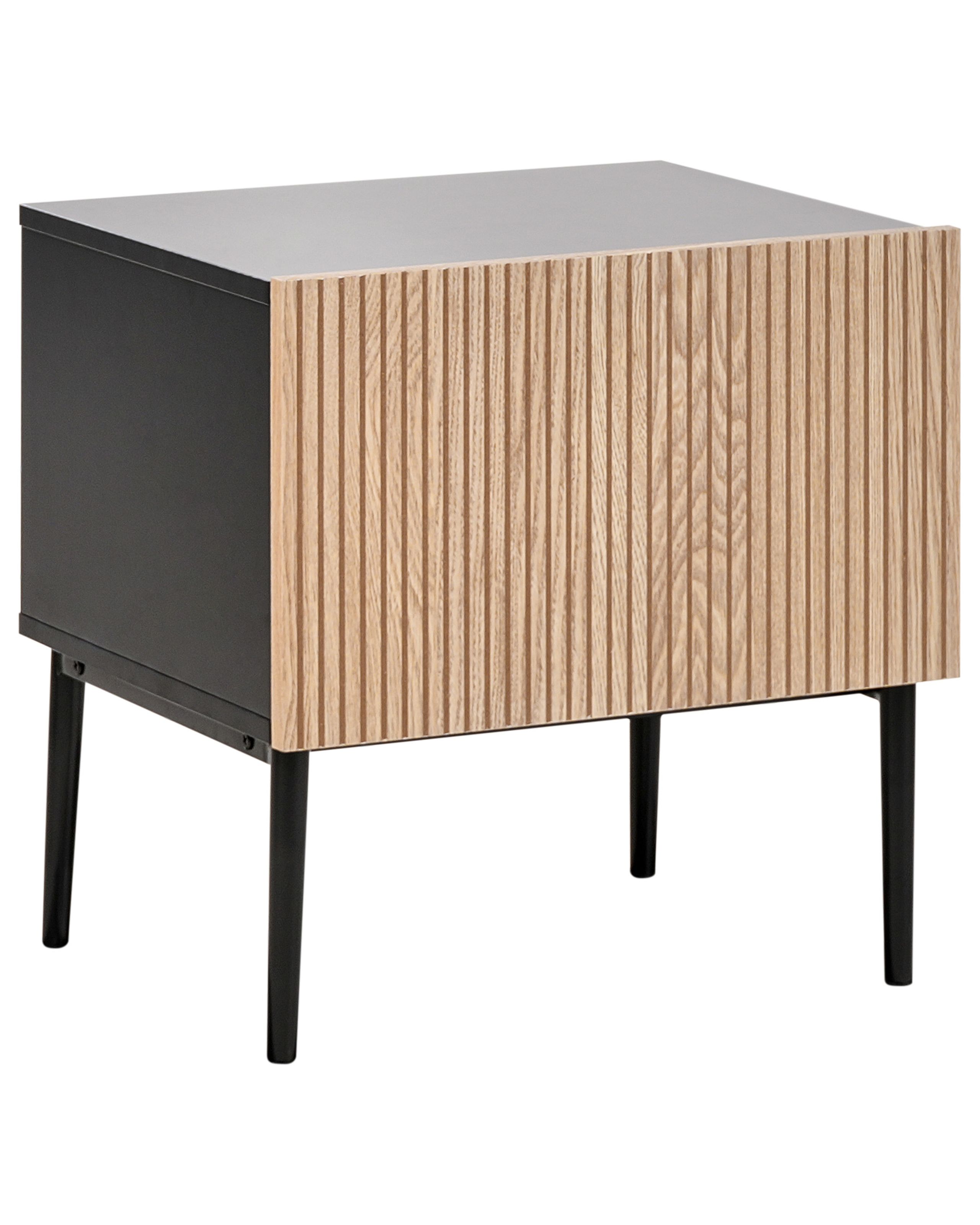 YLBTHE Bedside Table Natural Ash Wood Black