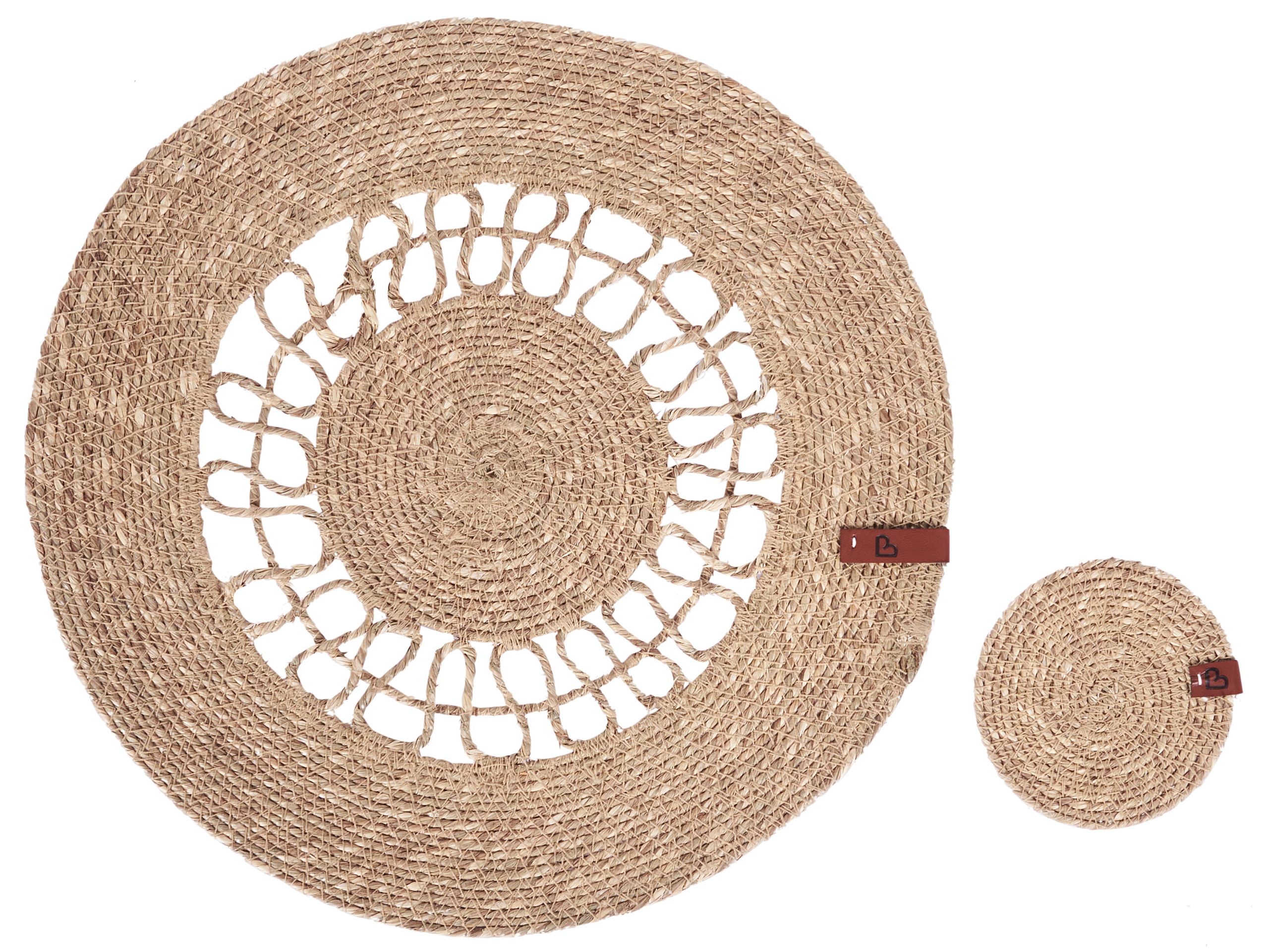 12 Piece Placemats and Coasters Set PEPPERBERRY Natural Seagrass