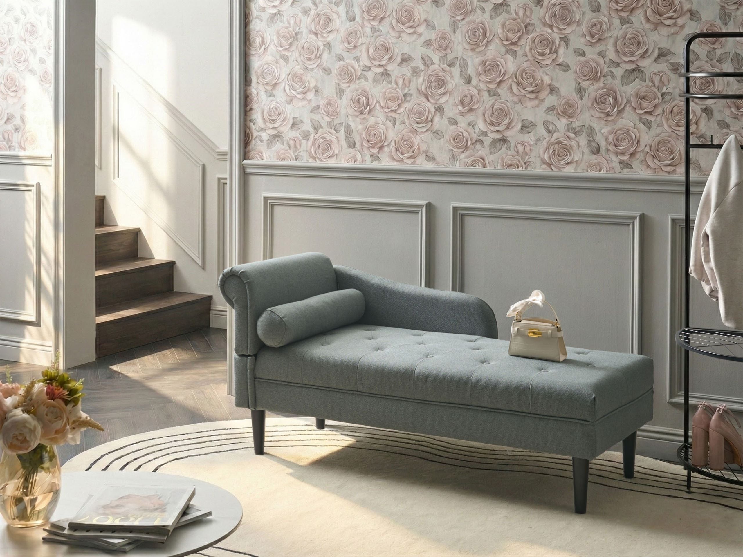 CAMAXO Fabric Left Hand Chaise Longue - Green