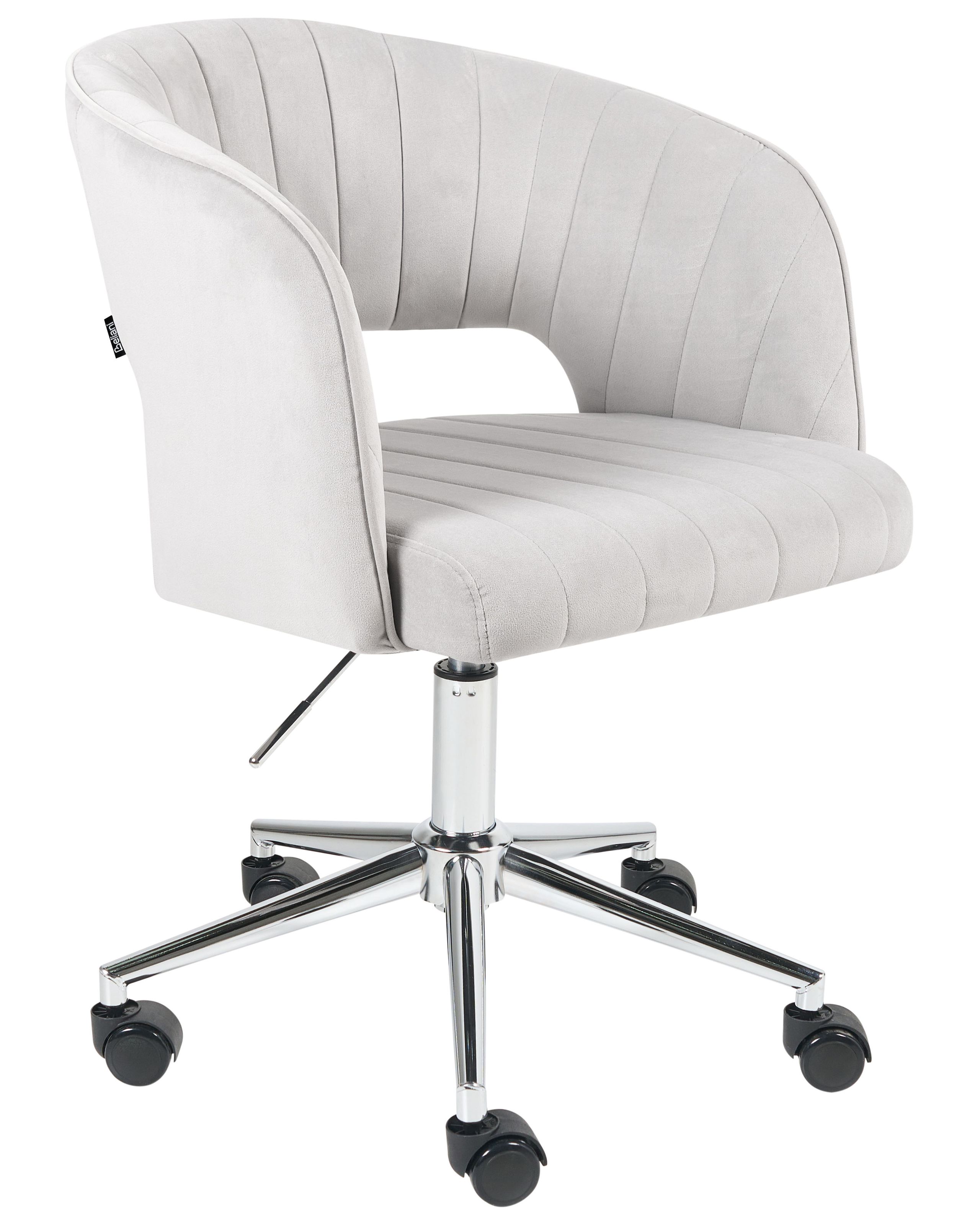 KATOANH Desk Chair Swivel Velvet Light Grey