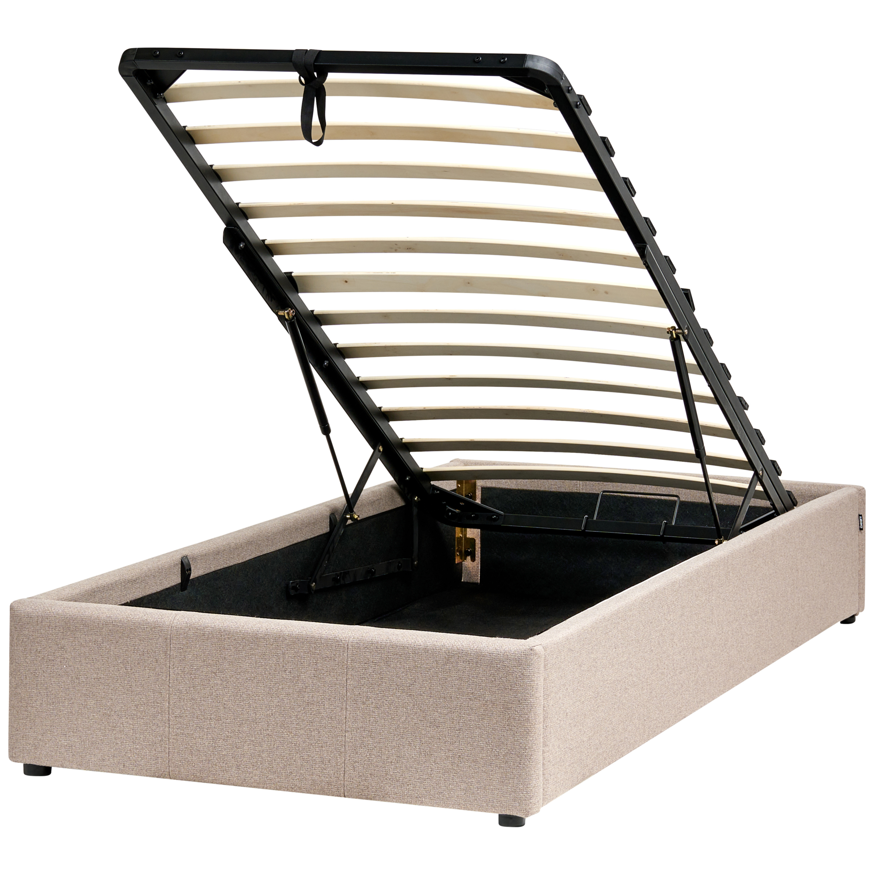 KAEL Single Fabric Ottoman Storage Bedframe - Light Brown