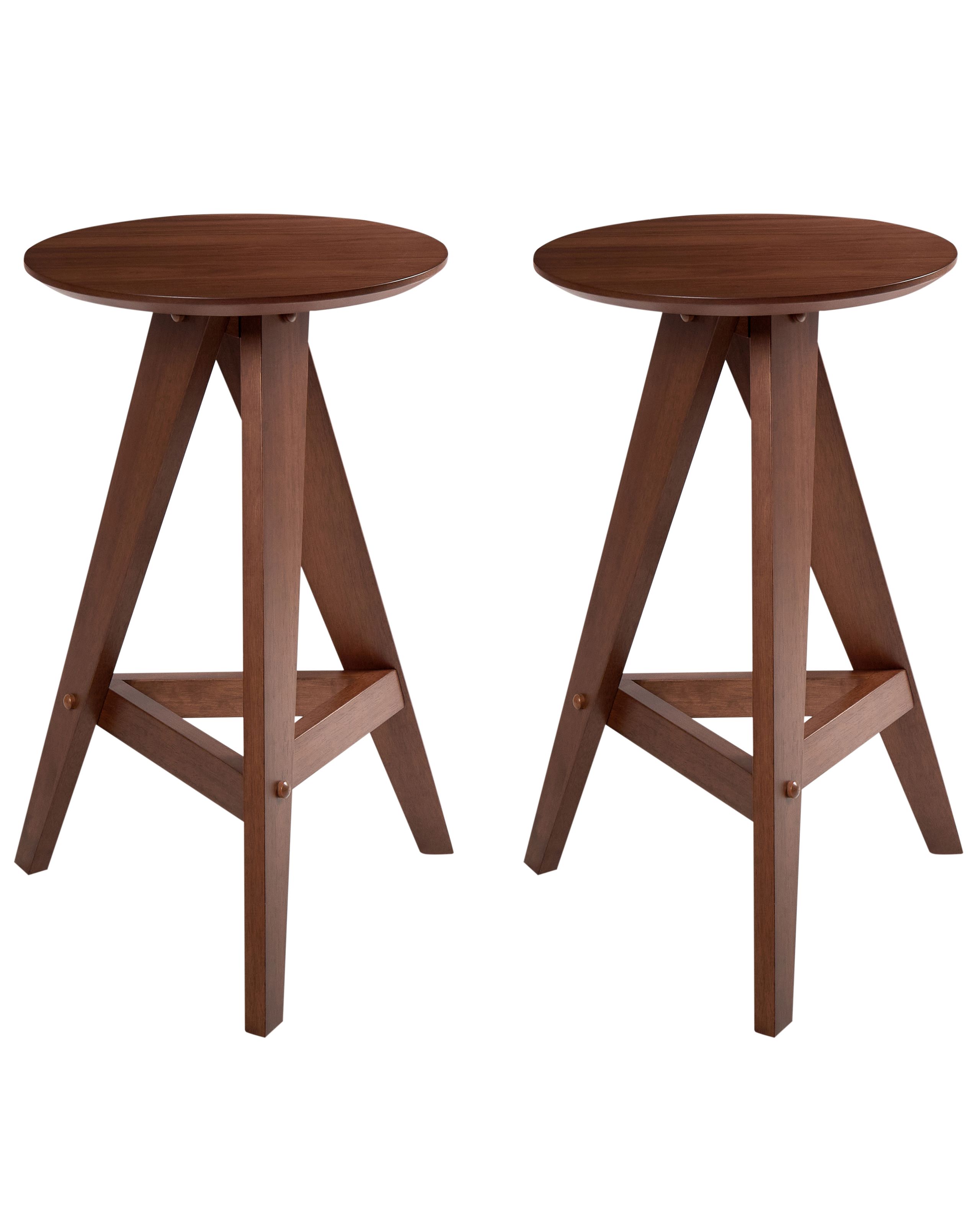 AROAM Set of 2 Wooden Bar Stools Dark Brown