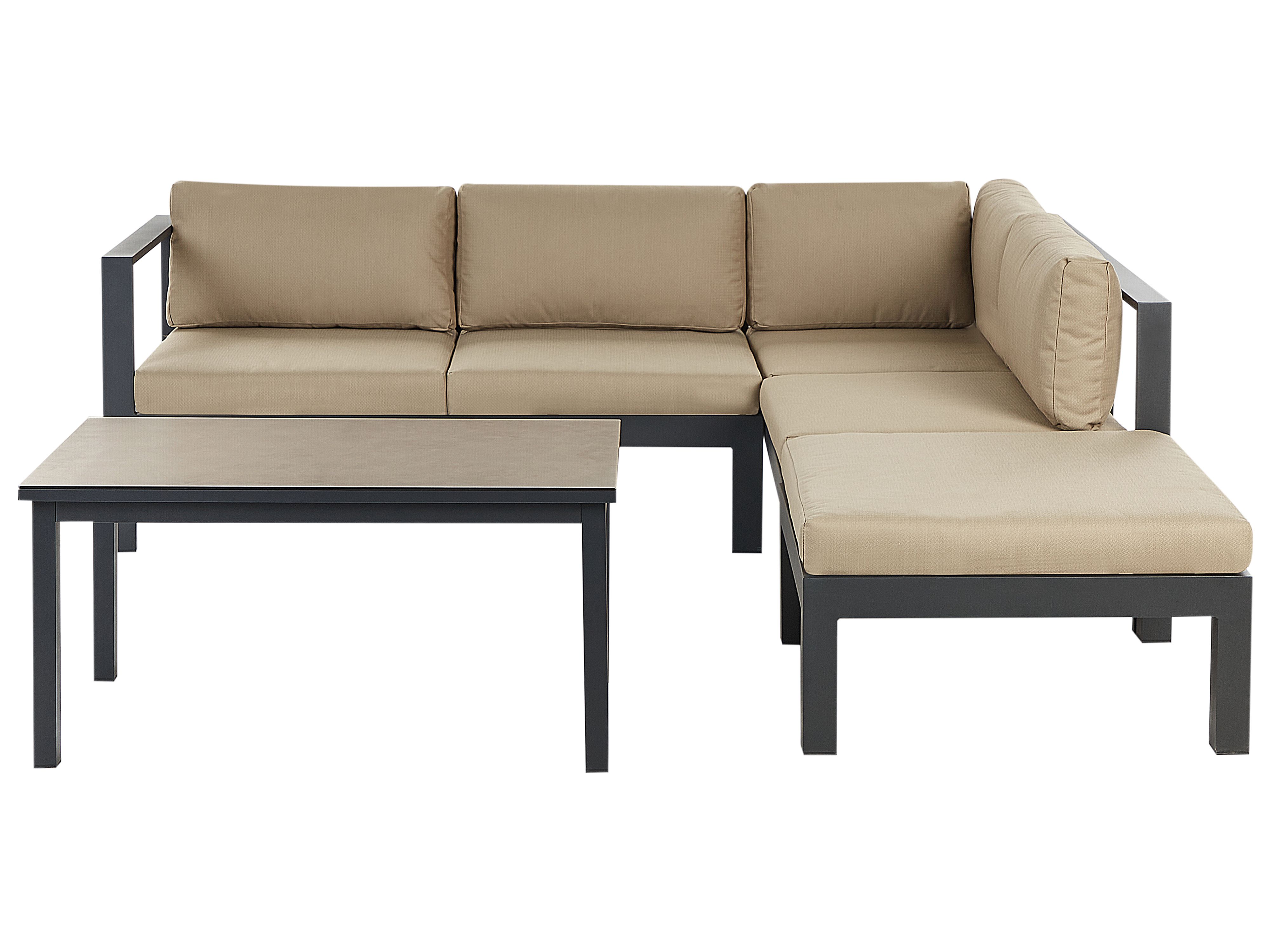 WYCLESTON Garden Corner Sofa with Table 5 Seater - Sand Beige