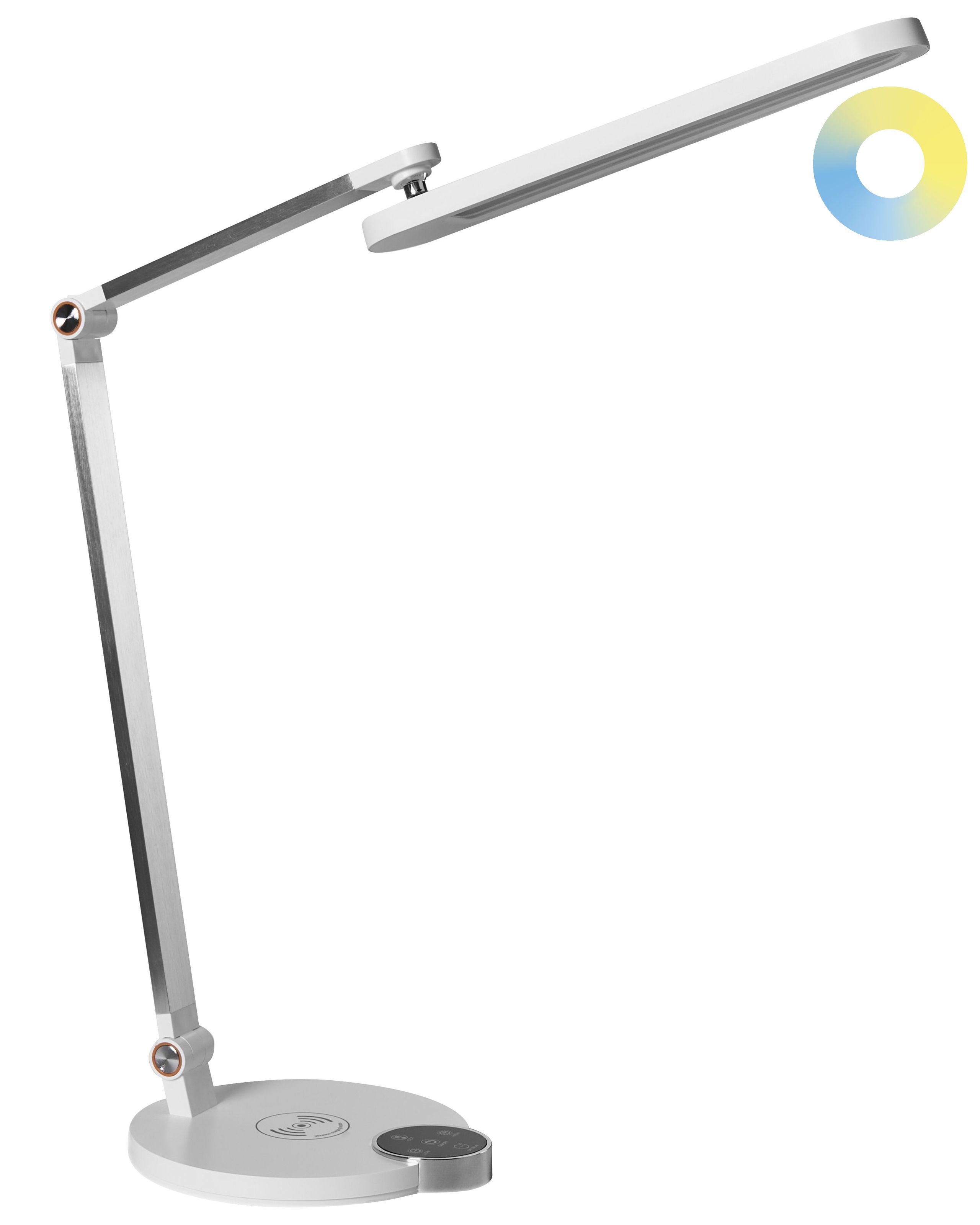 BURNHAM Desk Lamp with Wireless Charger - White