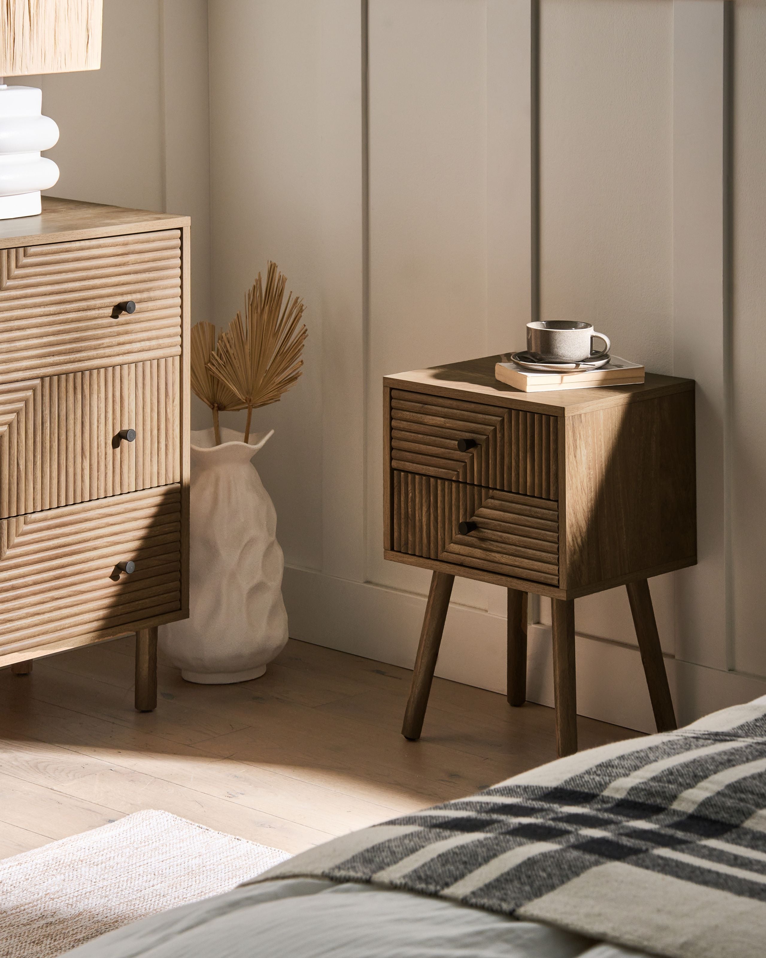 BONERO Drawer Bedside Table - Light Brown