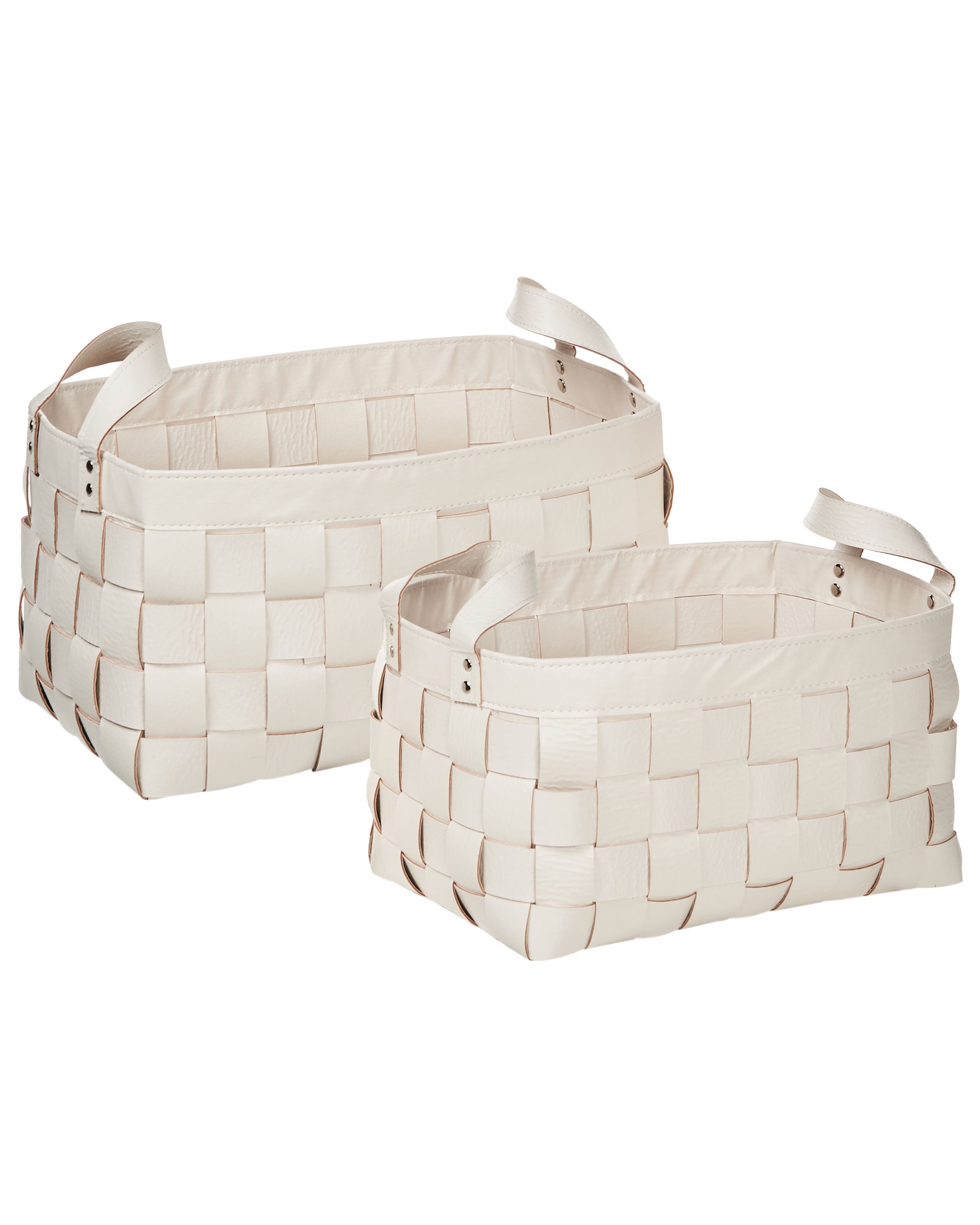 Set of 2 Faux Leather Baskets Beige SIPPAR