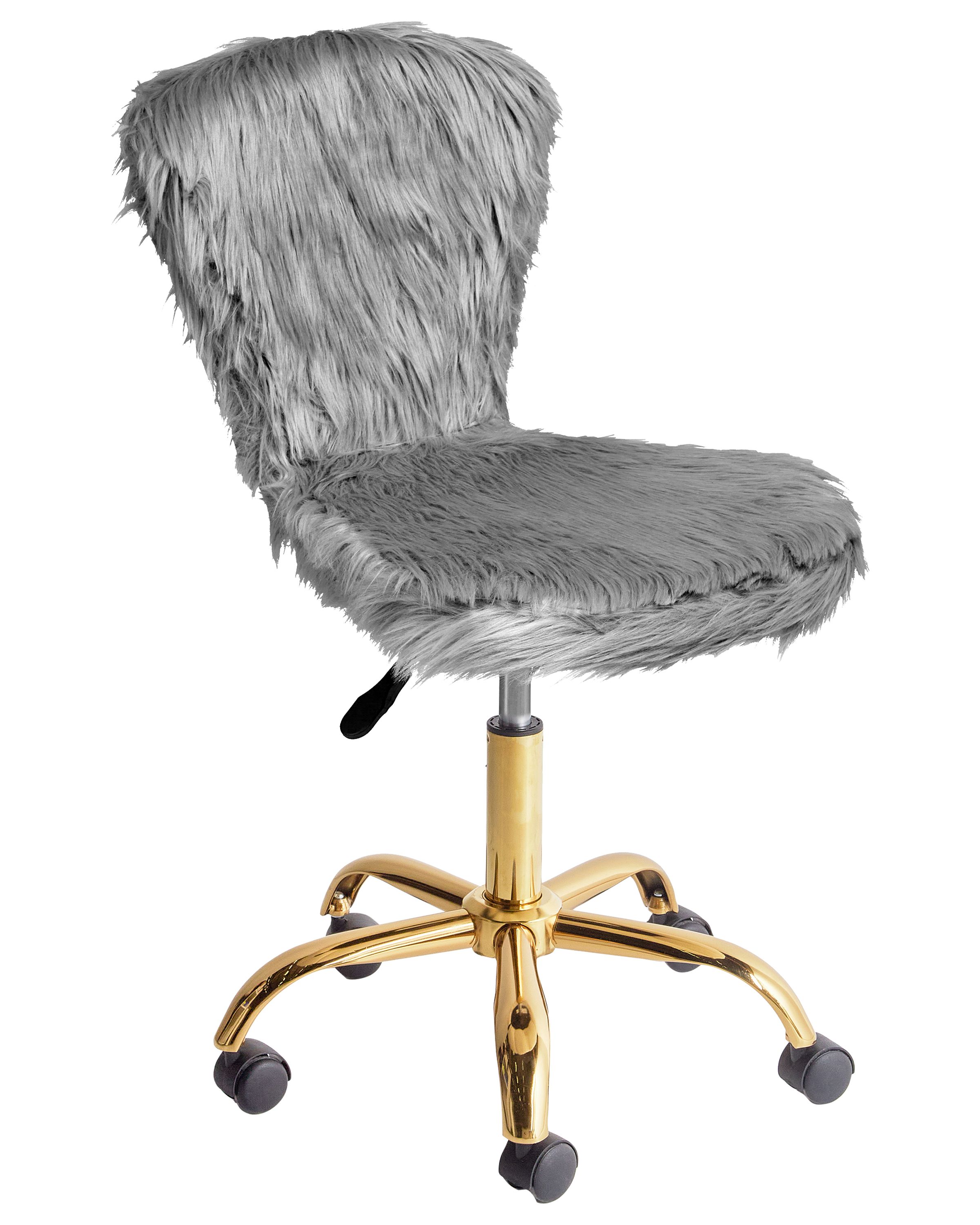 IRWELLON Faux Fur Office Desk Chair - Grey