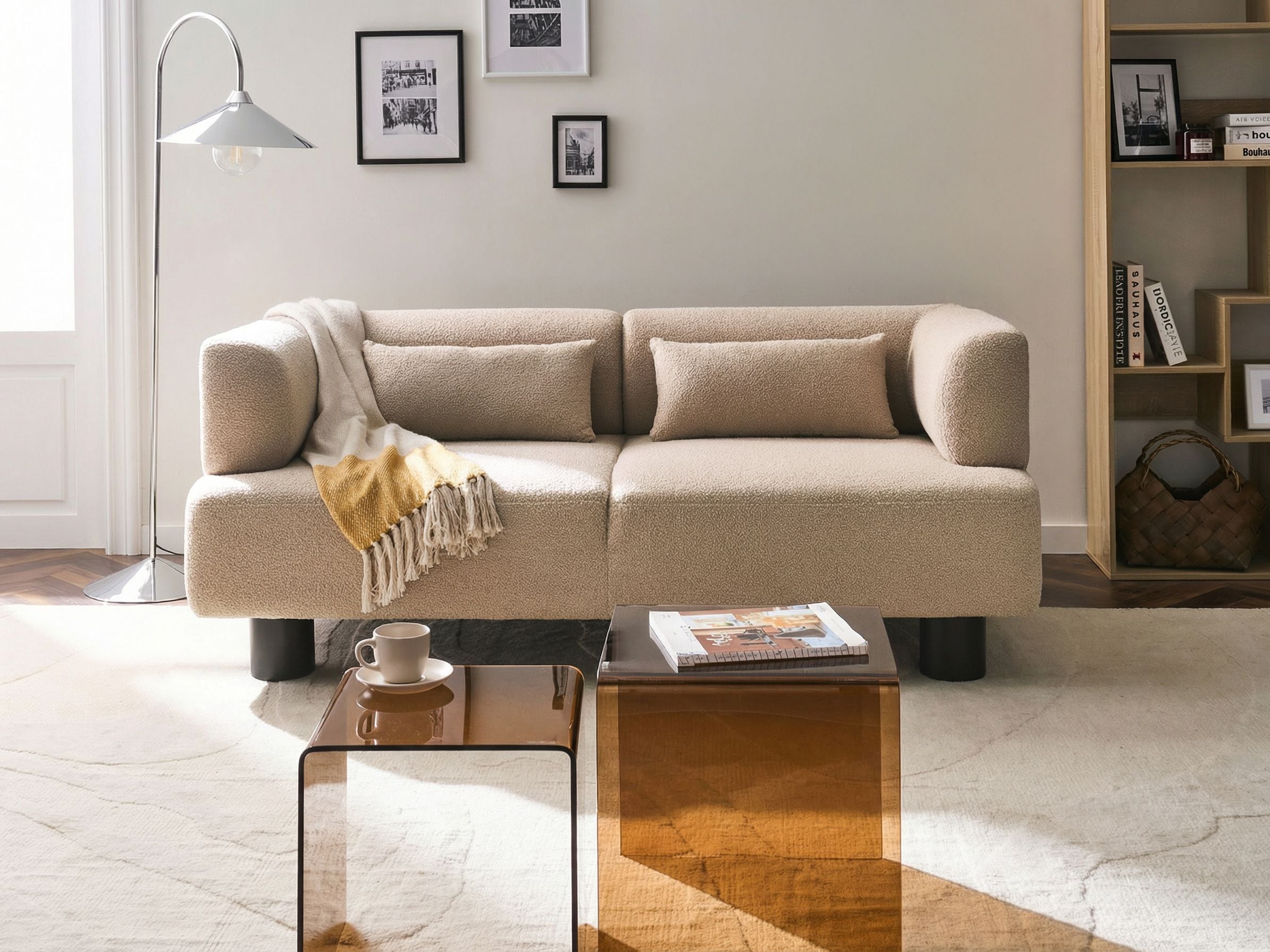 BAMETI Fabric 2 Seater Sofa - Beige
