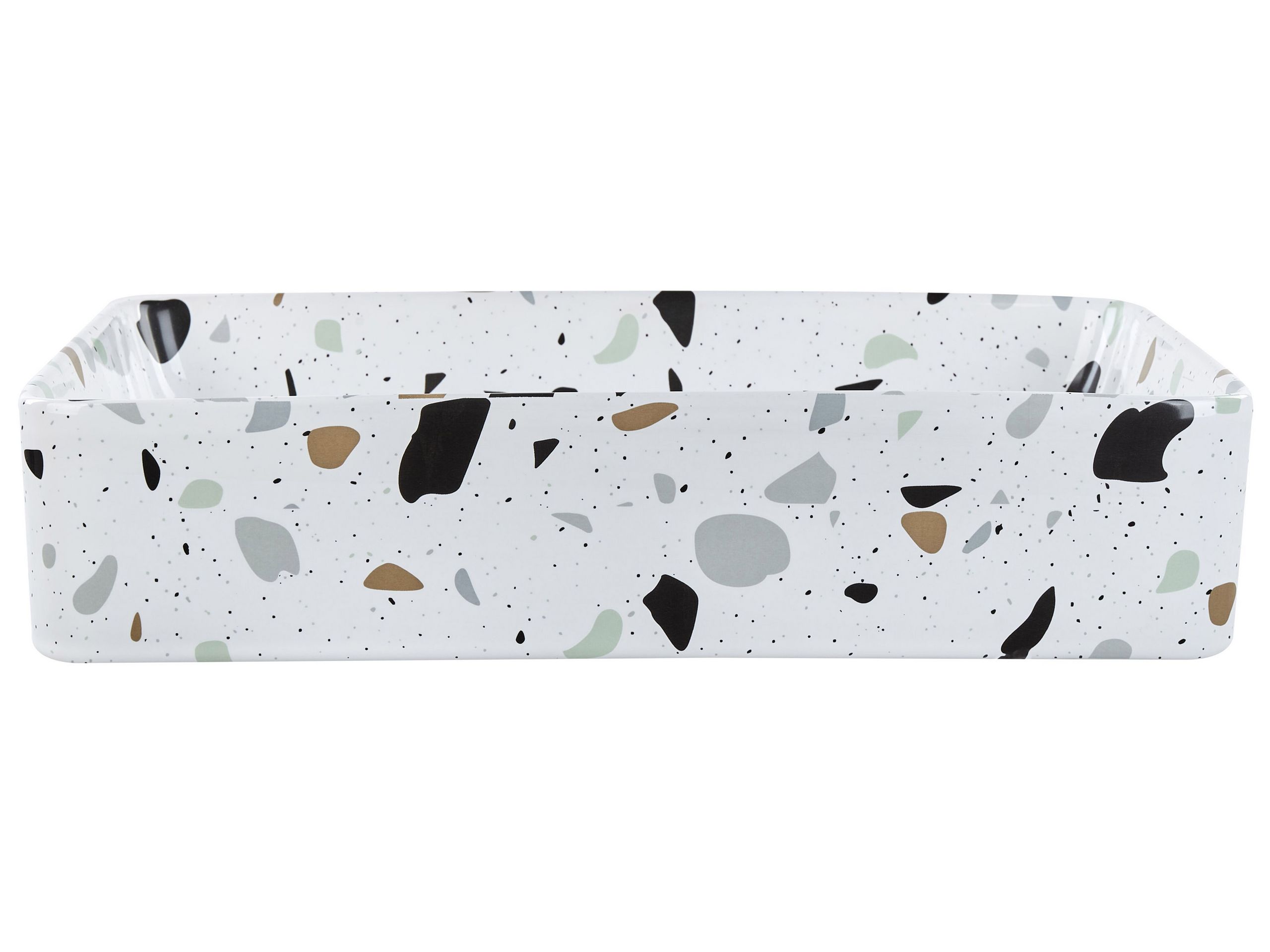 Ceramic Countertop Basin 510 x 340 mm White Terrazzo Effect NULES