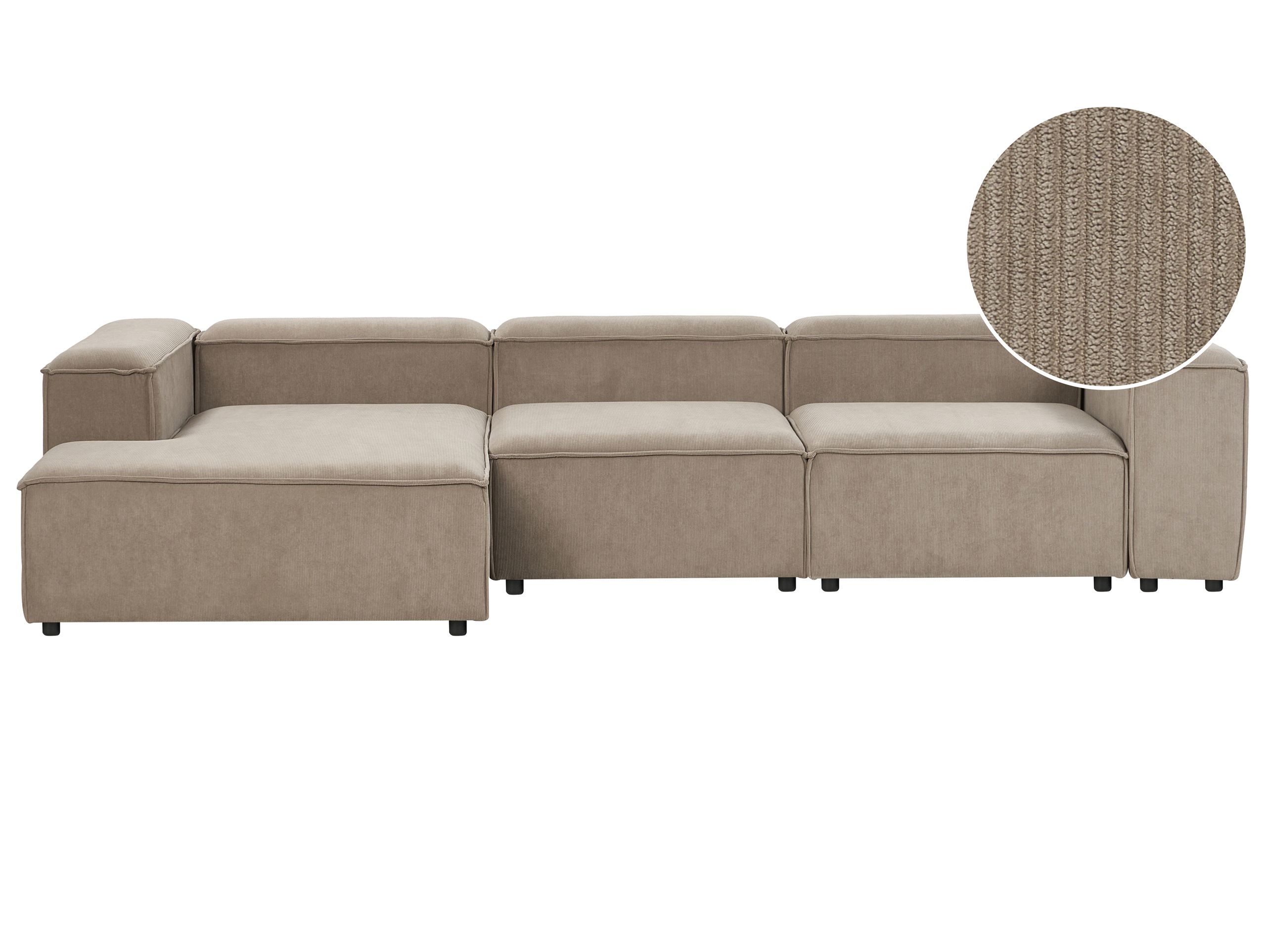 Corner Sofa - TROMSO Right Hand Facing 4 Seater Modular Jumbo Cord Taupe