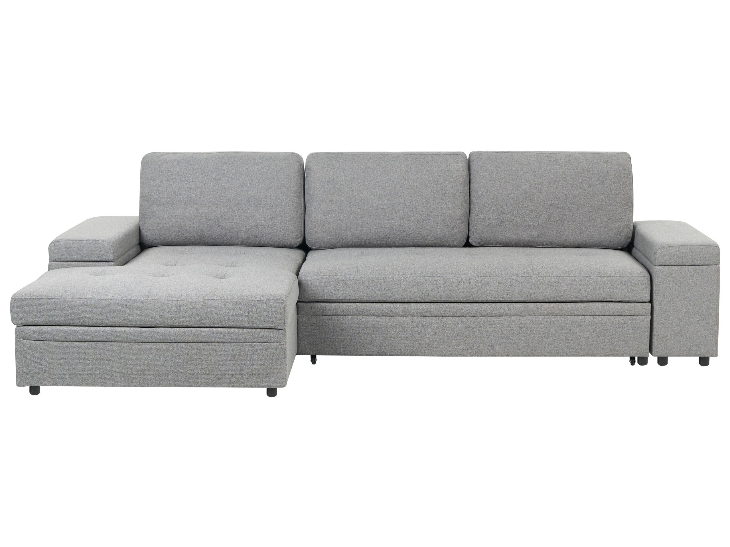 Corner Sofa Bed - HRESIY Right Hand Facing Fabric with Storage Grey