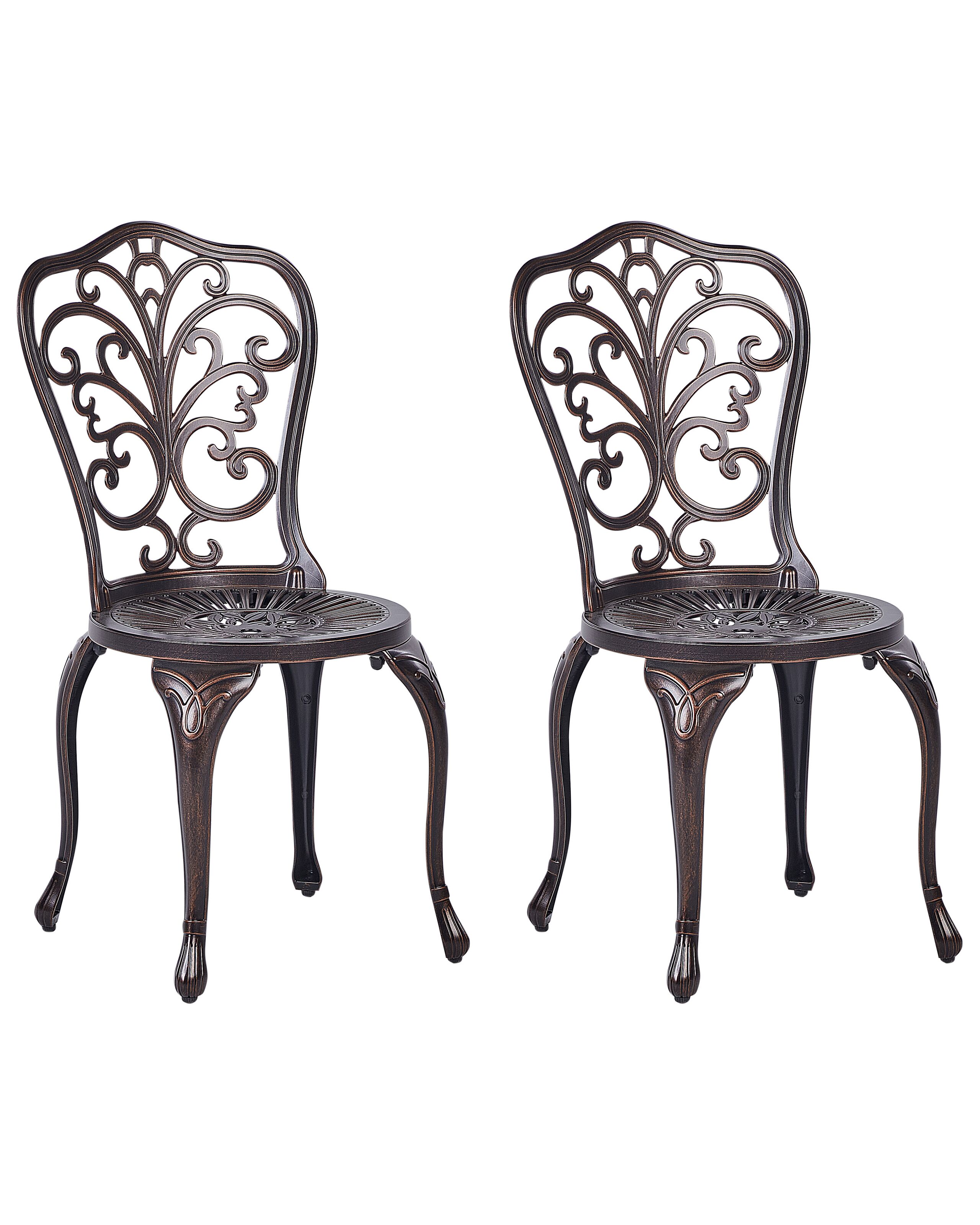 Set of 2 Garden Chairs TRIORA Metal Brown
