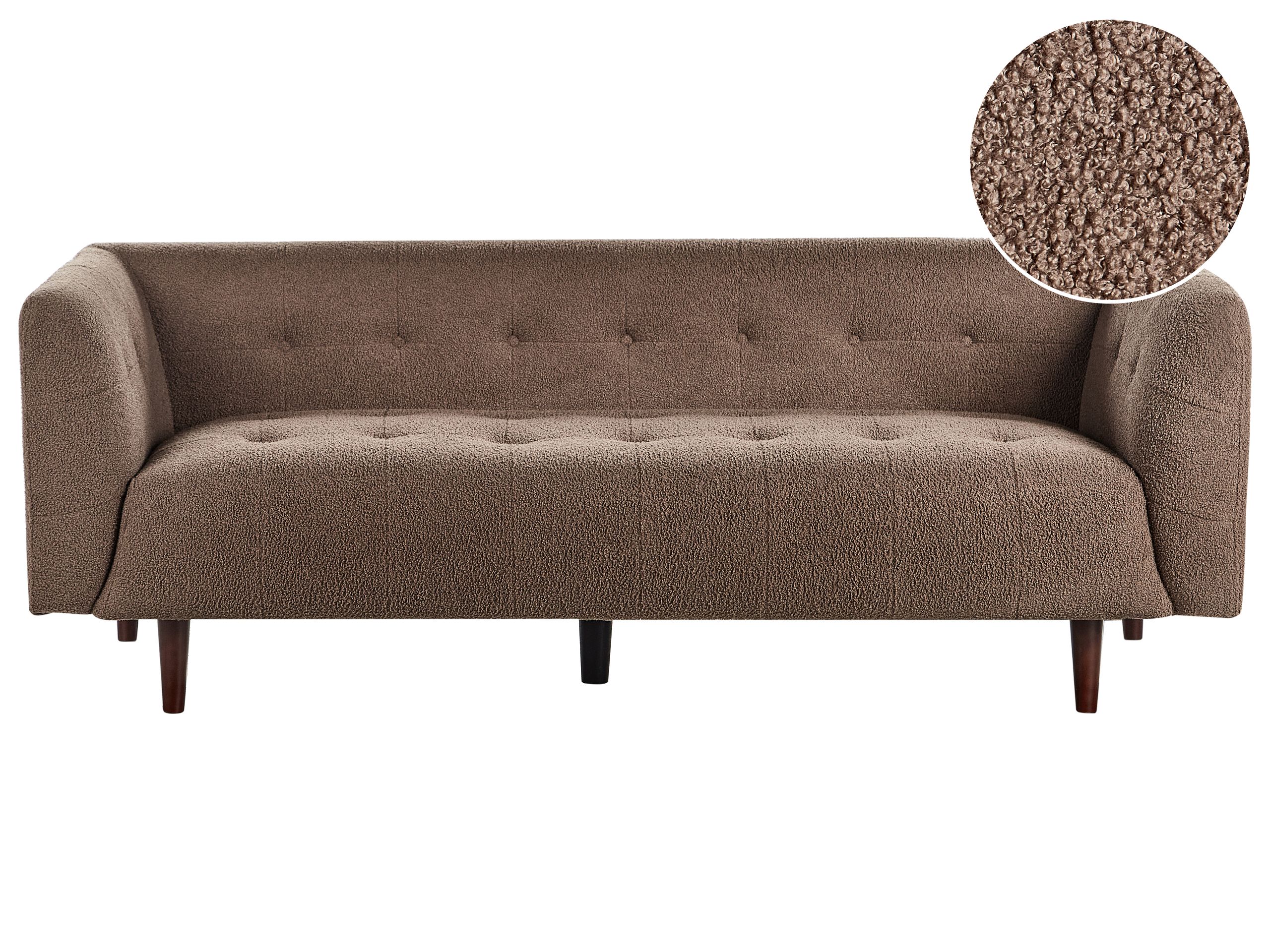 3 Seater Boucle Sofa Brown BYSKE