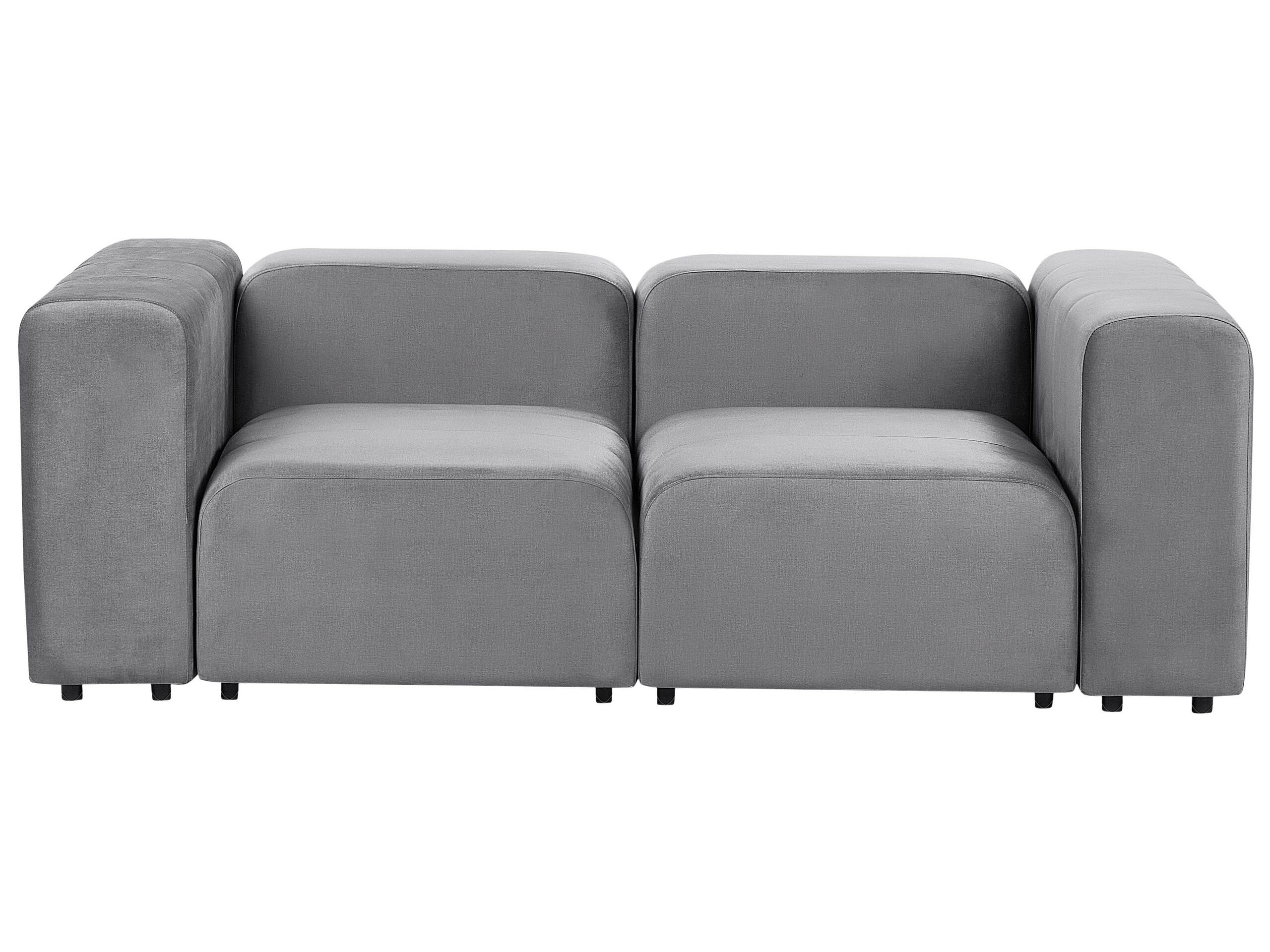 2 Seater Modular Velvet Sofa Grey FALSTERBO