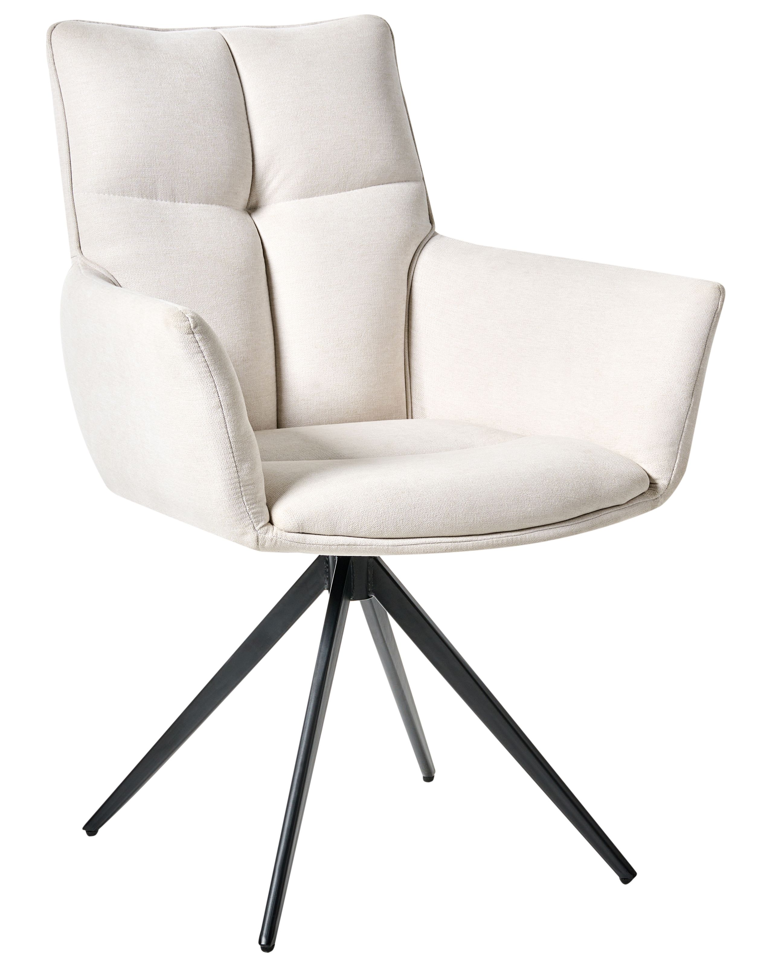 RAVENSDEN Fabric Dining Swivel Chair - Off White