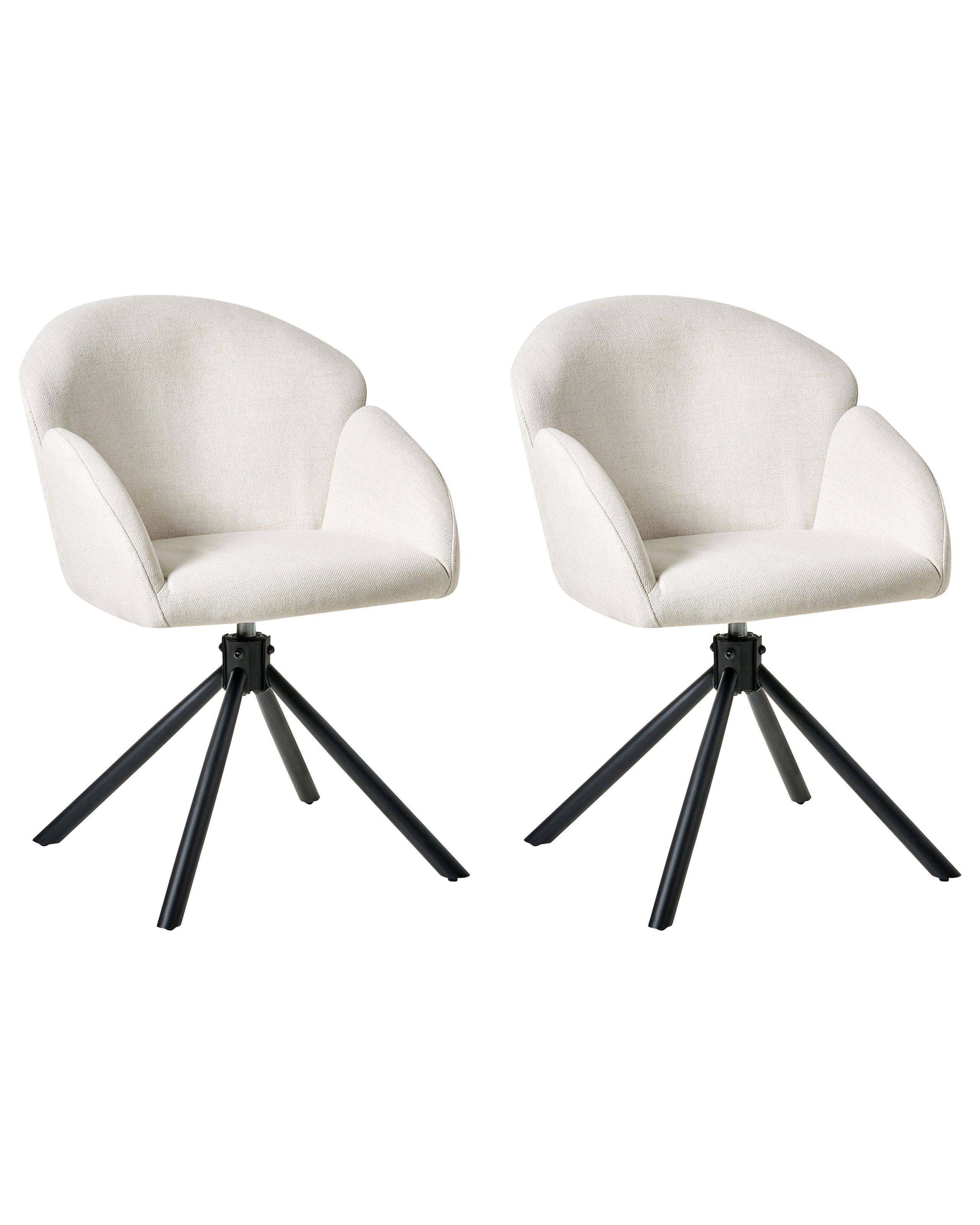 ECKWORTH Fabric Set of 2 Dining Swivel Chairs - Off White