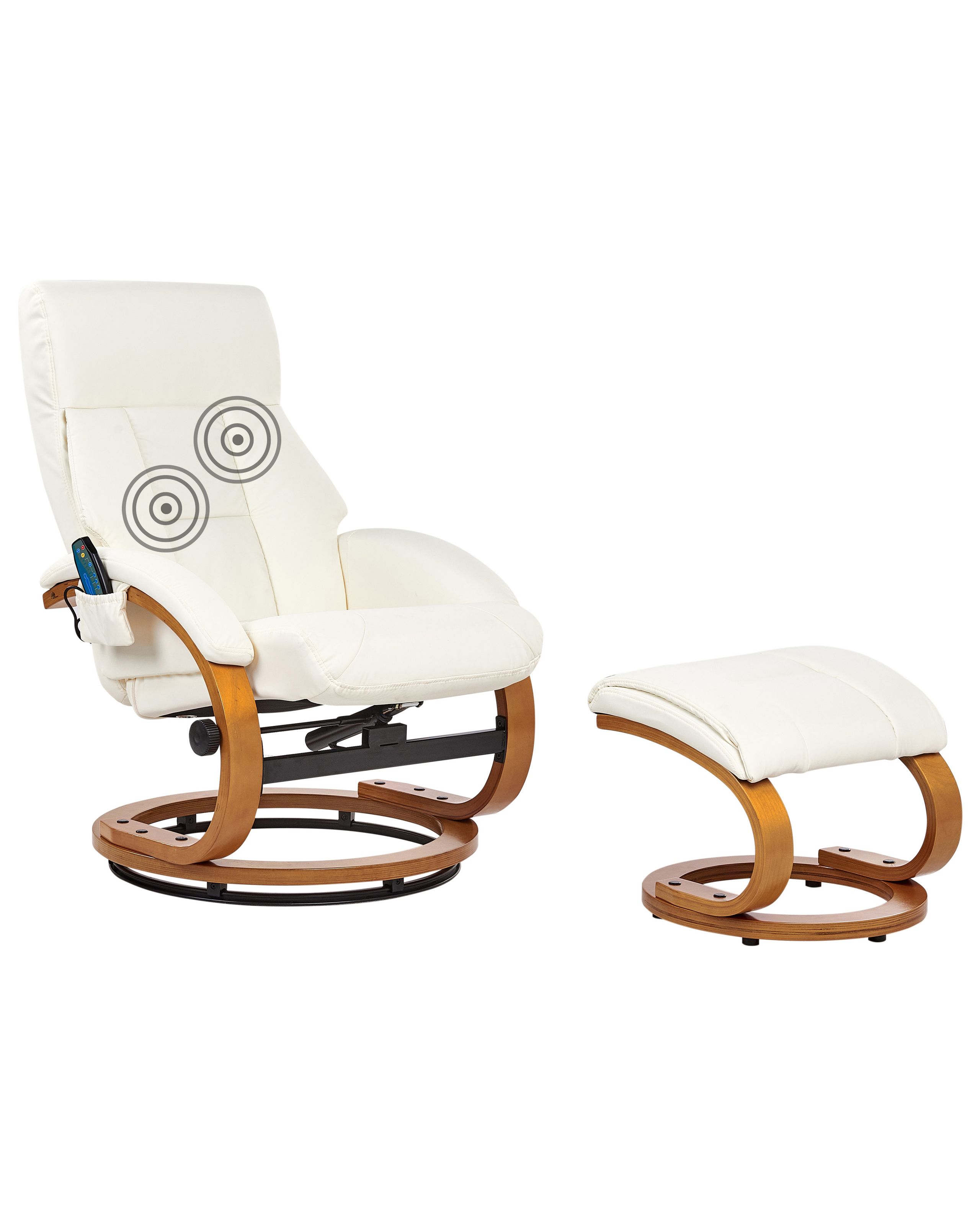 Massage Chair FORCE with Footstool Faux Leather White