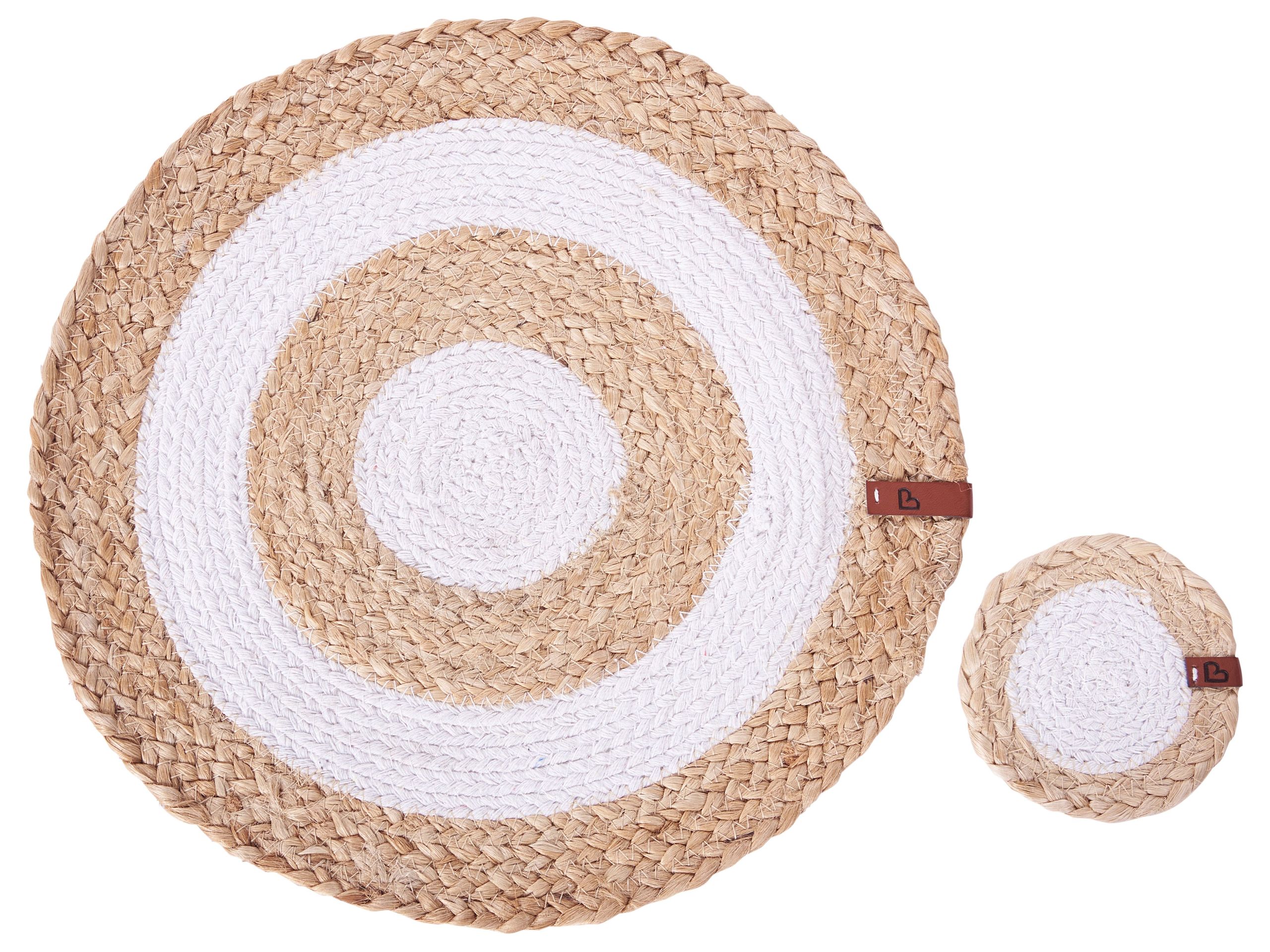 12 Piece Placemats and Coasters Set TUMERIC Natural Jute