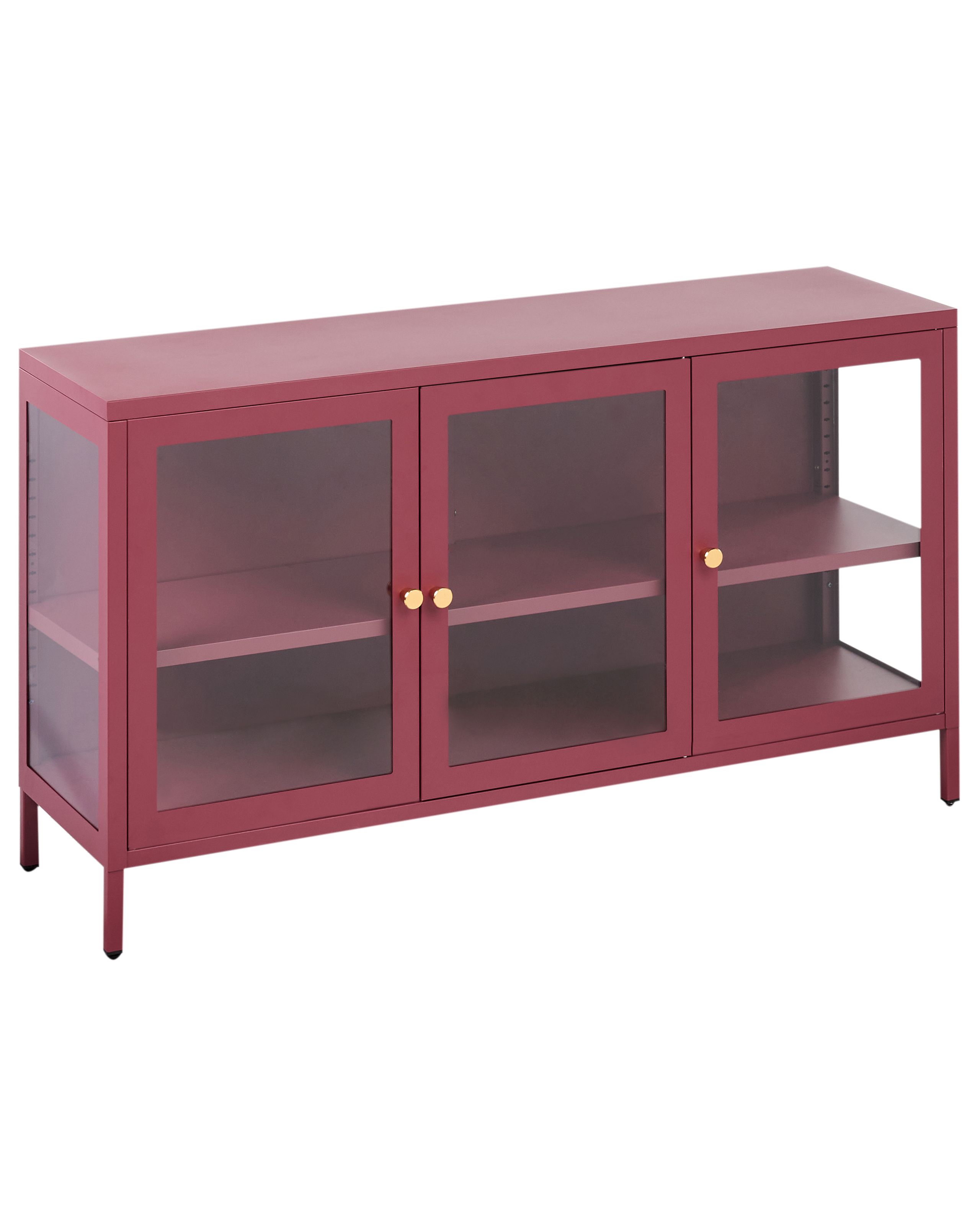 Glass Display Cabinet NEWPORT Metal 115 cm 35 cm Dark Red
