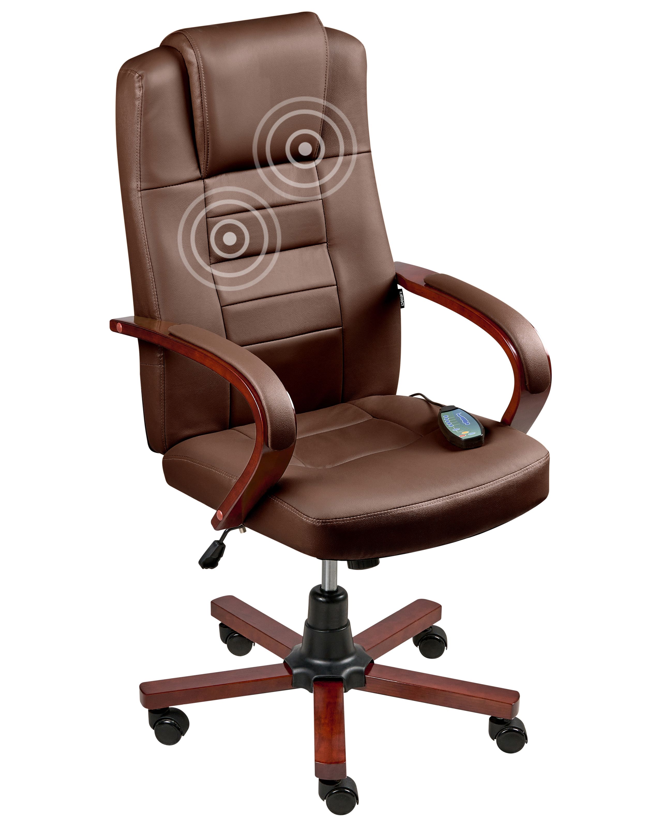 LENTONLEIGH Leather Massage Chair with Heating - Dark Brown