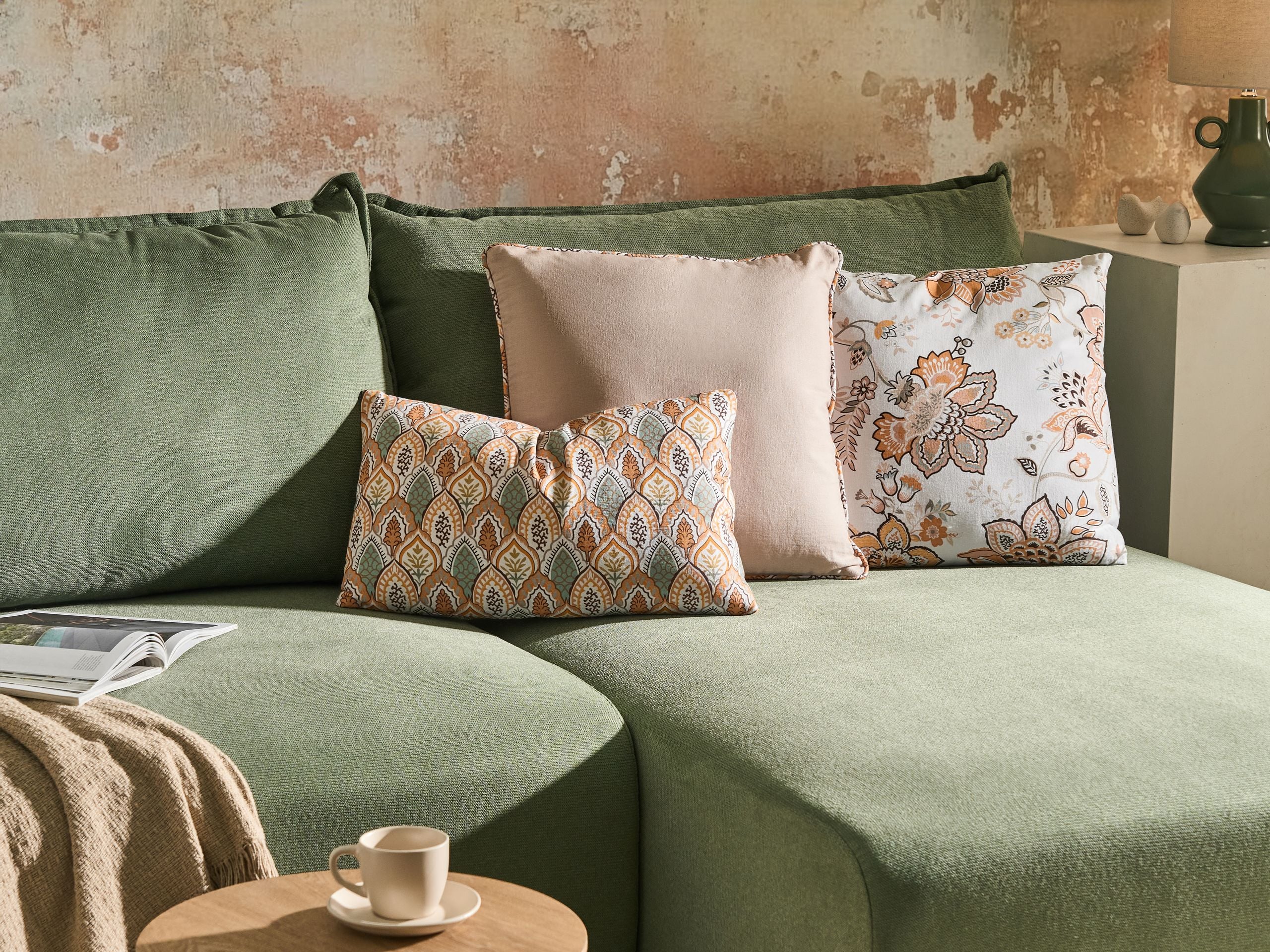 PASERO Cotton Decorative Cushions Floral Pattern Set of 3 - Multi Colour