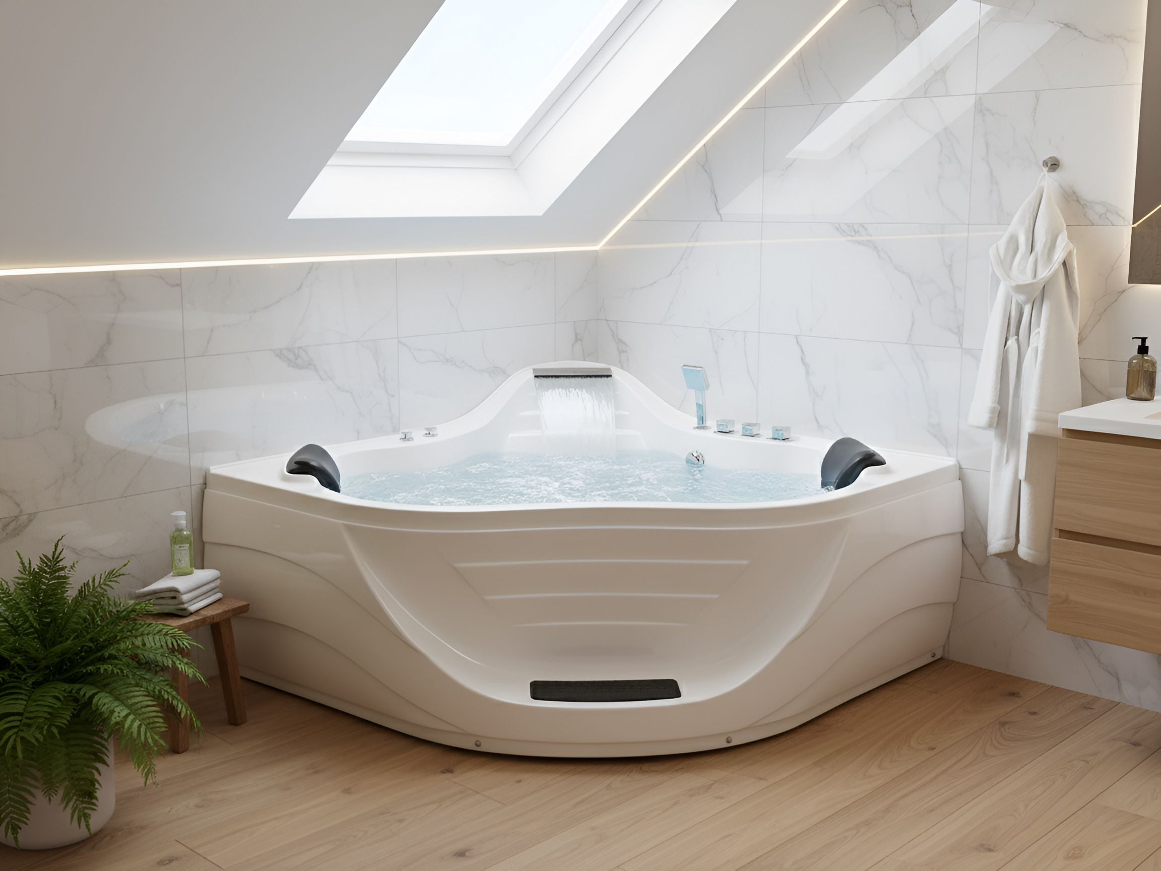 CEQEXI Corner Bath & Hot Tub - White