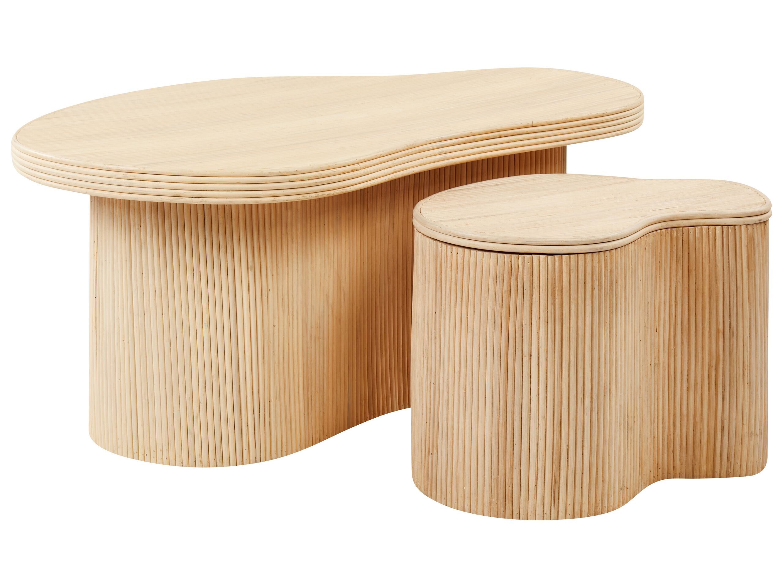 Set of 2 Rattan Coffee Tables Natural SALANTI