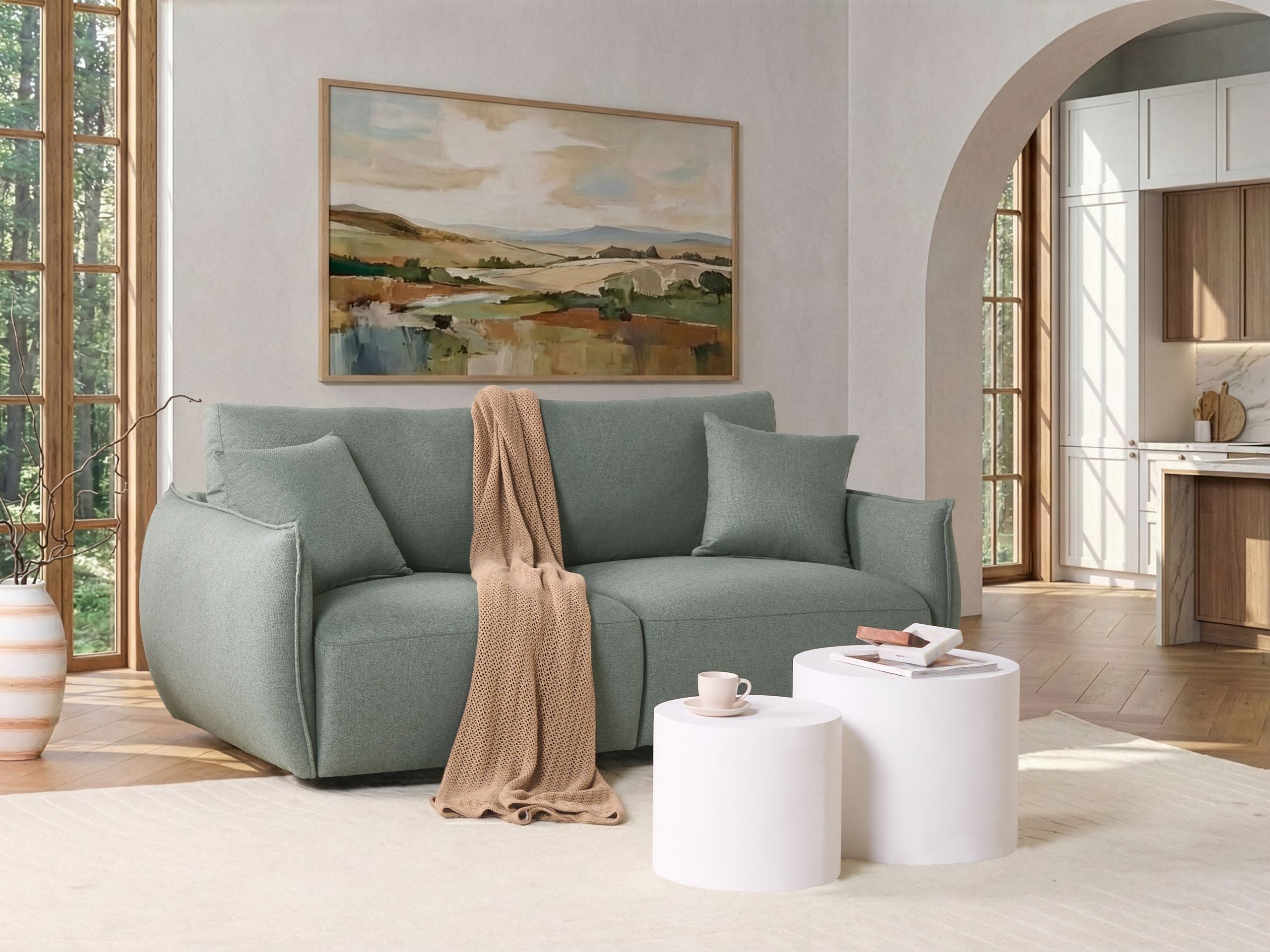 KACOVI Fabric 2 Seater Modular Sofa - Green