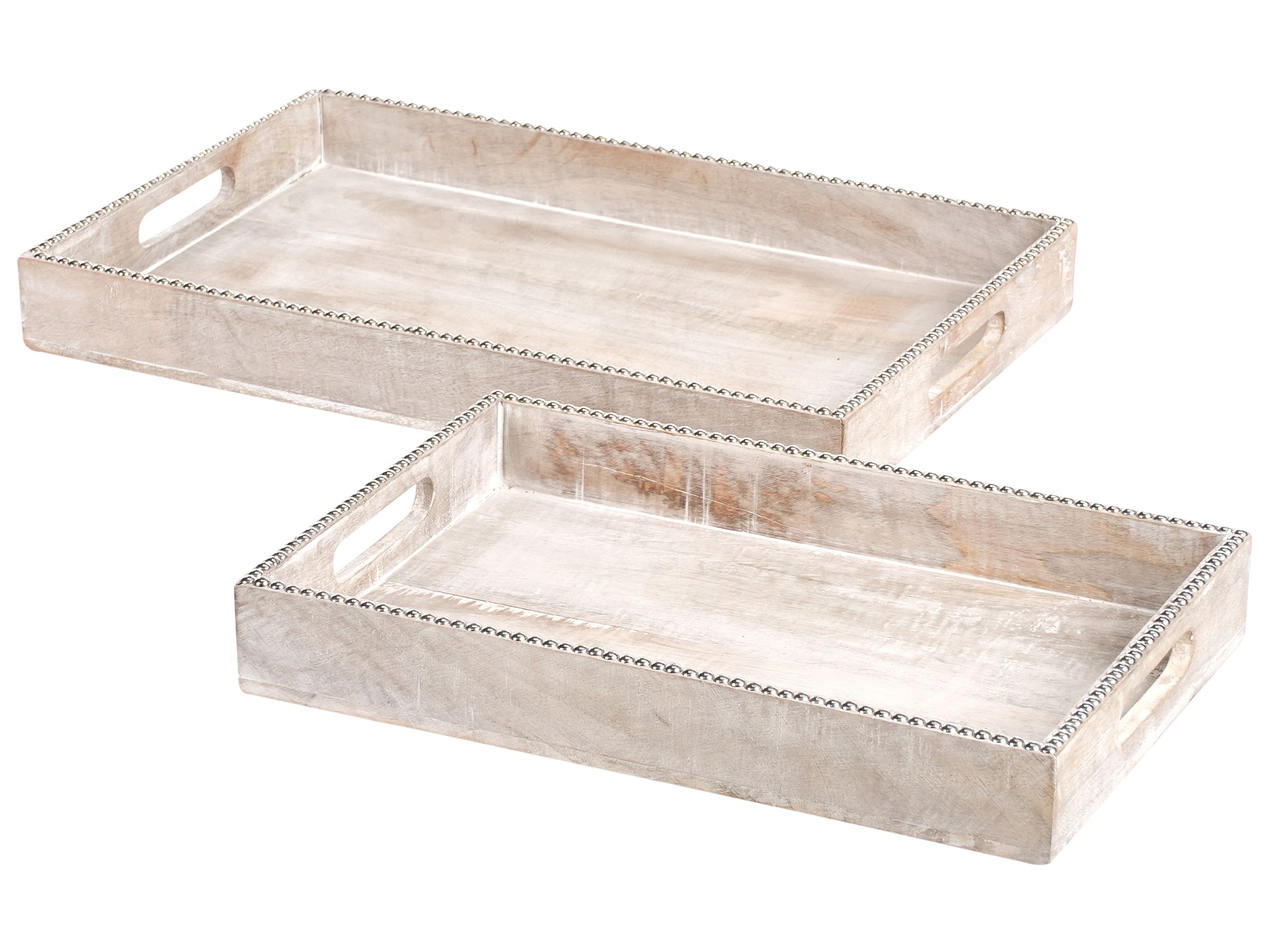 ELMLEIGH Mango Wood Set of 2 Serving Trays - Light Brown