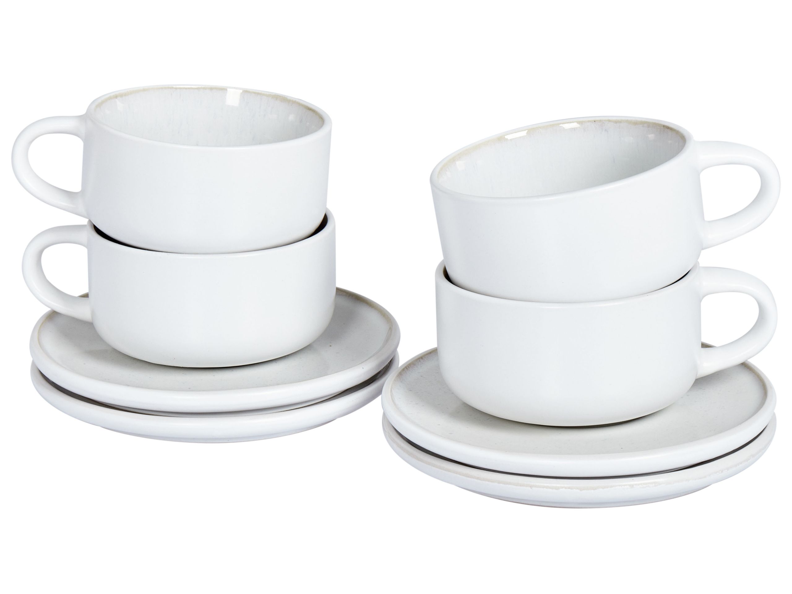Set of 4 Cups with Saucers SESAME Stoneware Off-White