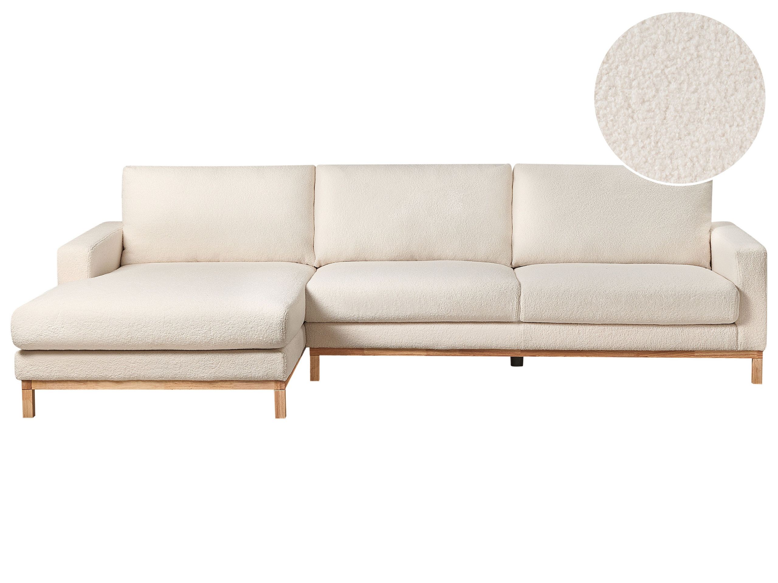 Right Hand Boucle Corner Sofa White SIGGARD