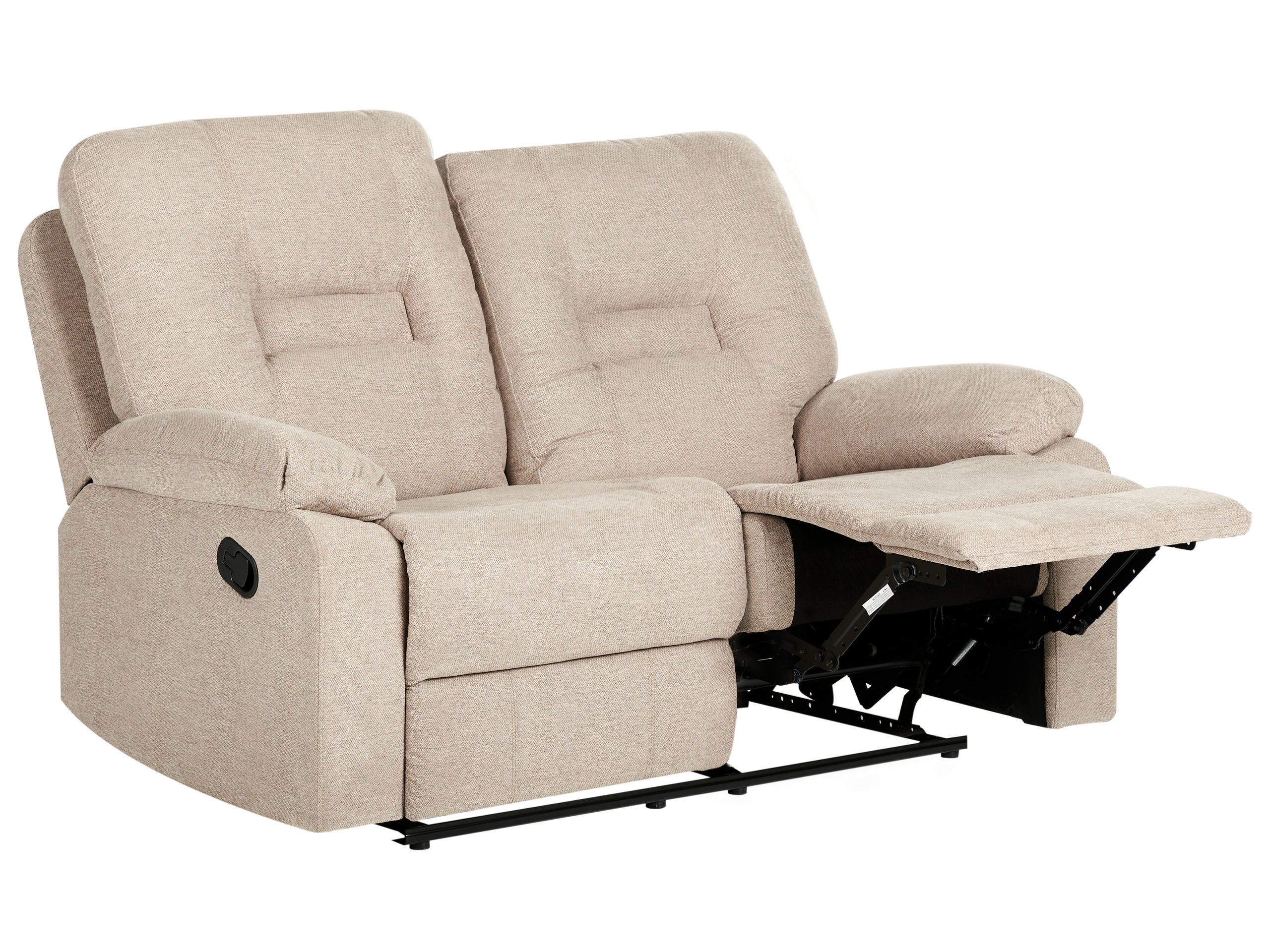 2 Seater Fabric Manual Recliner Sofa Beige BERGEN