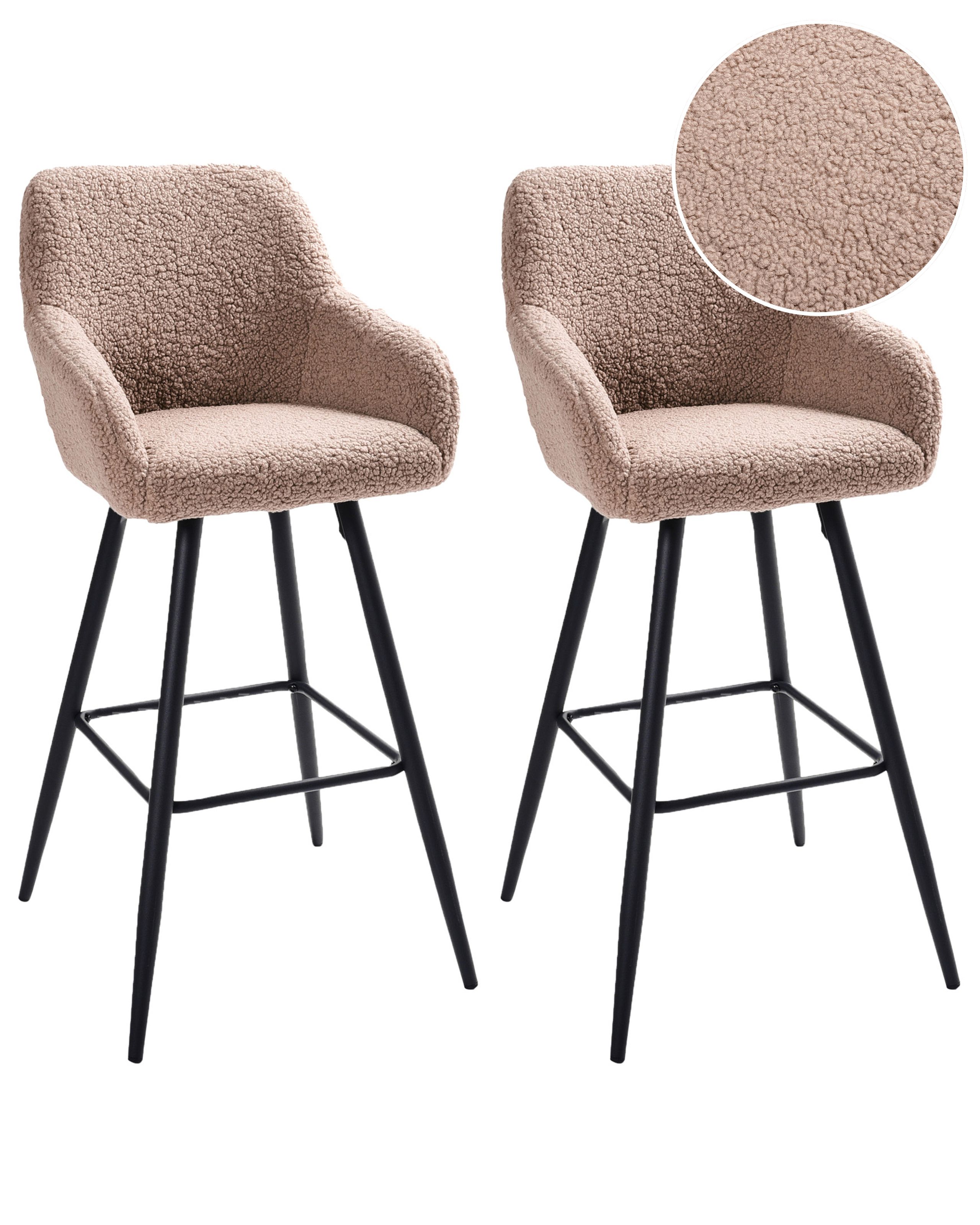 GEDDINGWELL Boucle Fabric Bar Chairs Set of 2 - Taupe