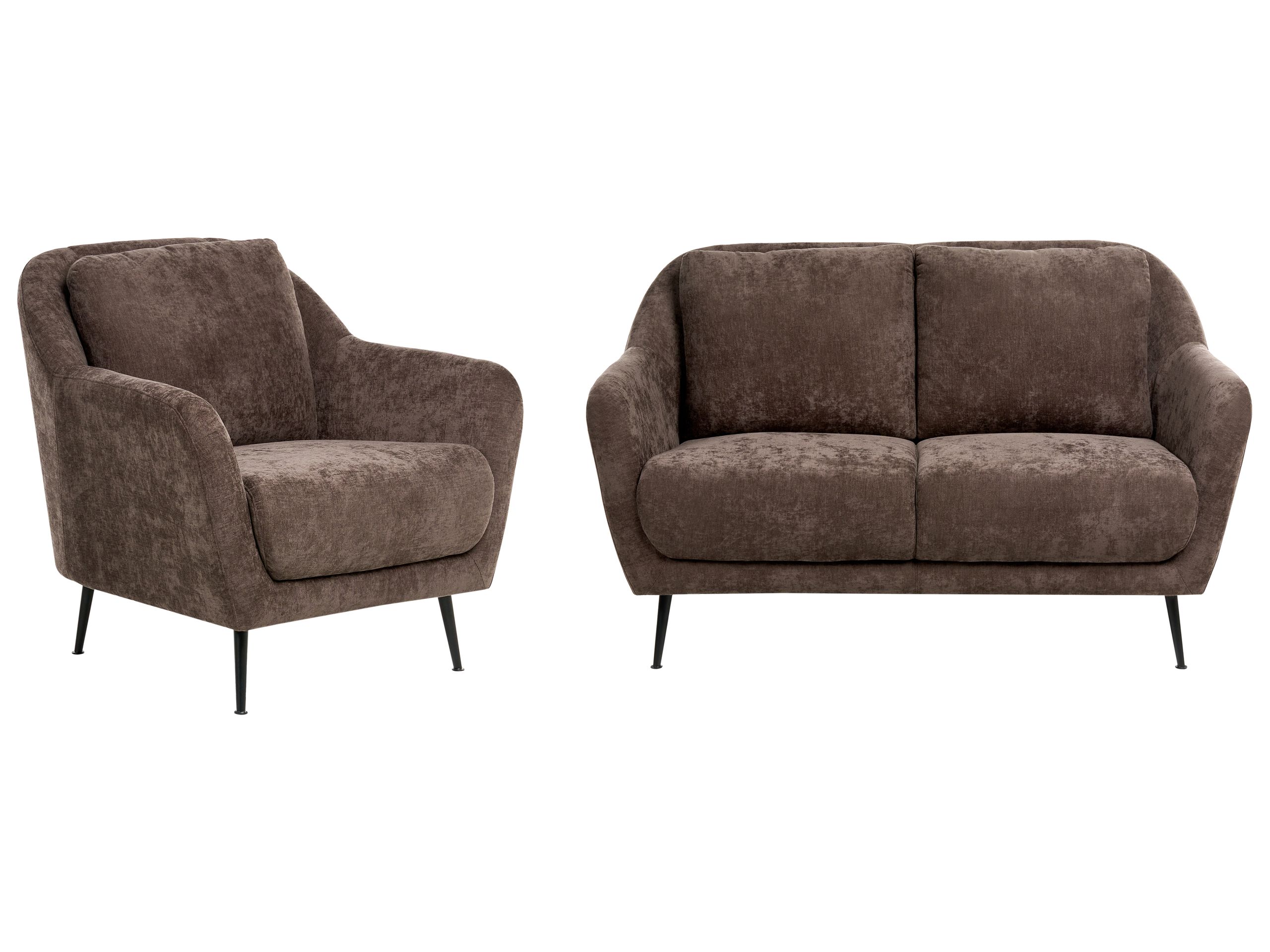 CLIFTONWELL Chenille Fabric 2 Seater Sofa and Armchair Sofa Set - Brown