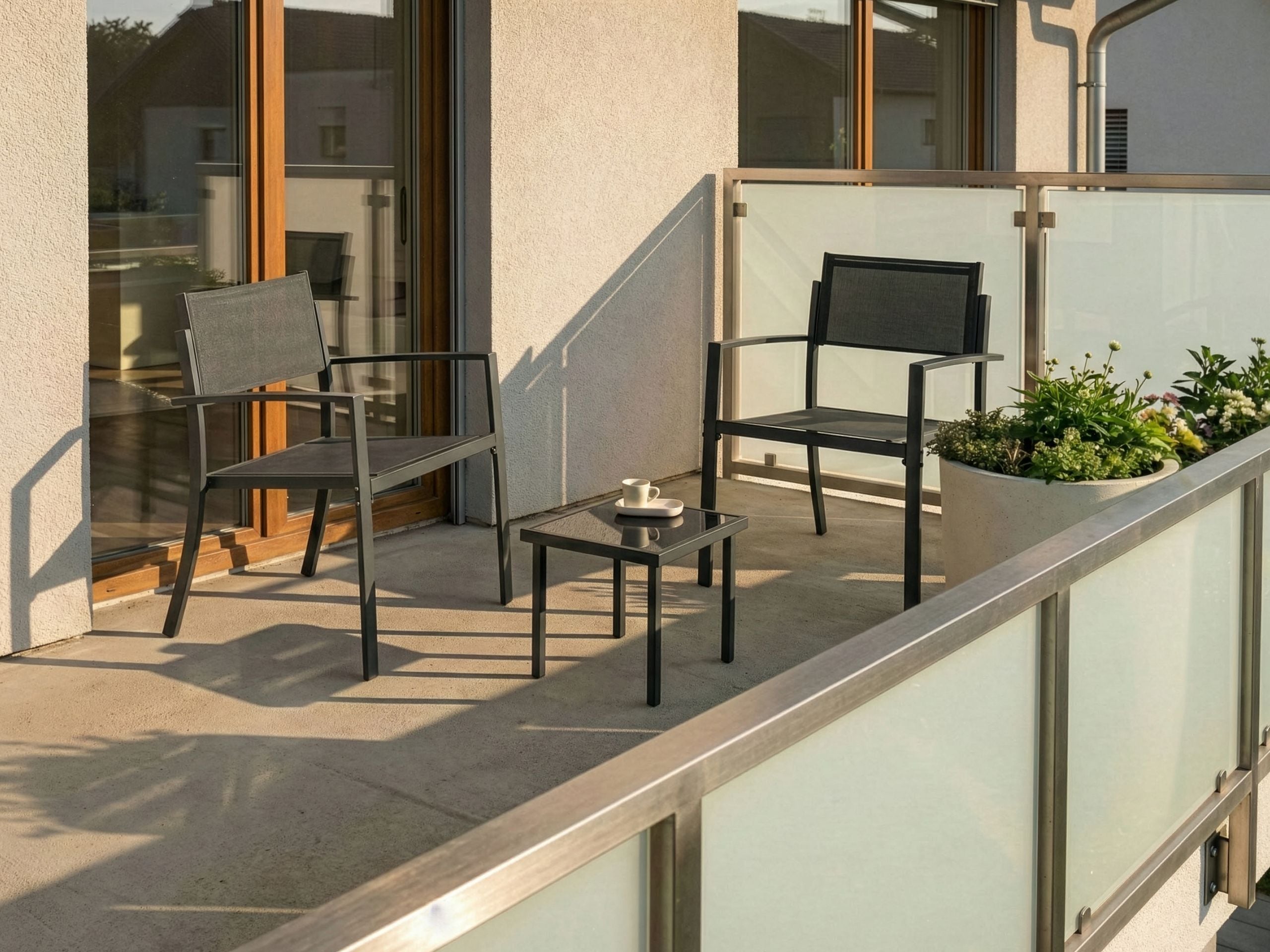 BRENVAR Garden Bistro Table and Chair Set - Dark Grey