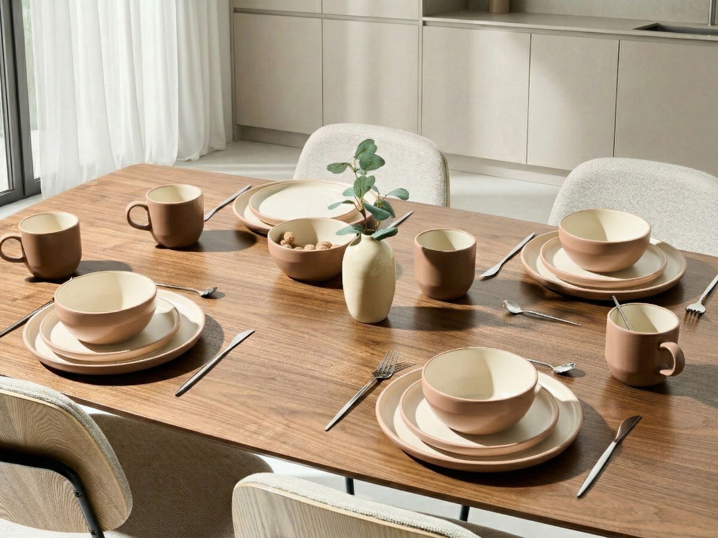 SAHIVO Dinner Set of 16 - Brown