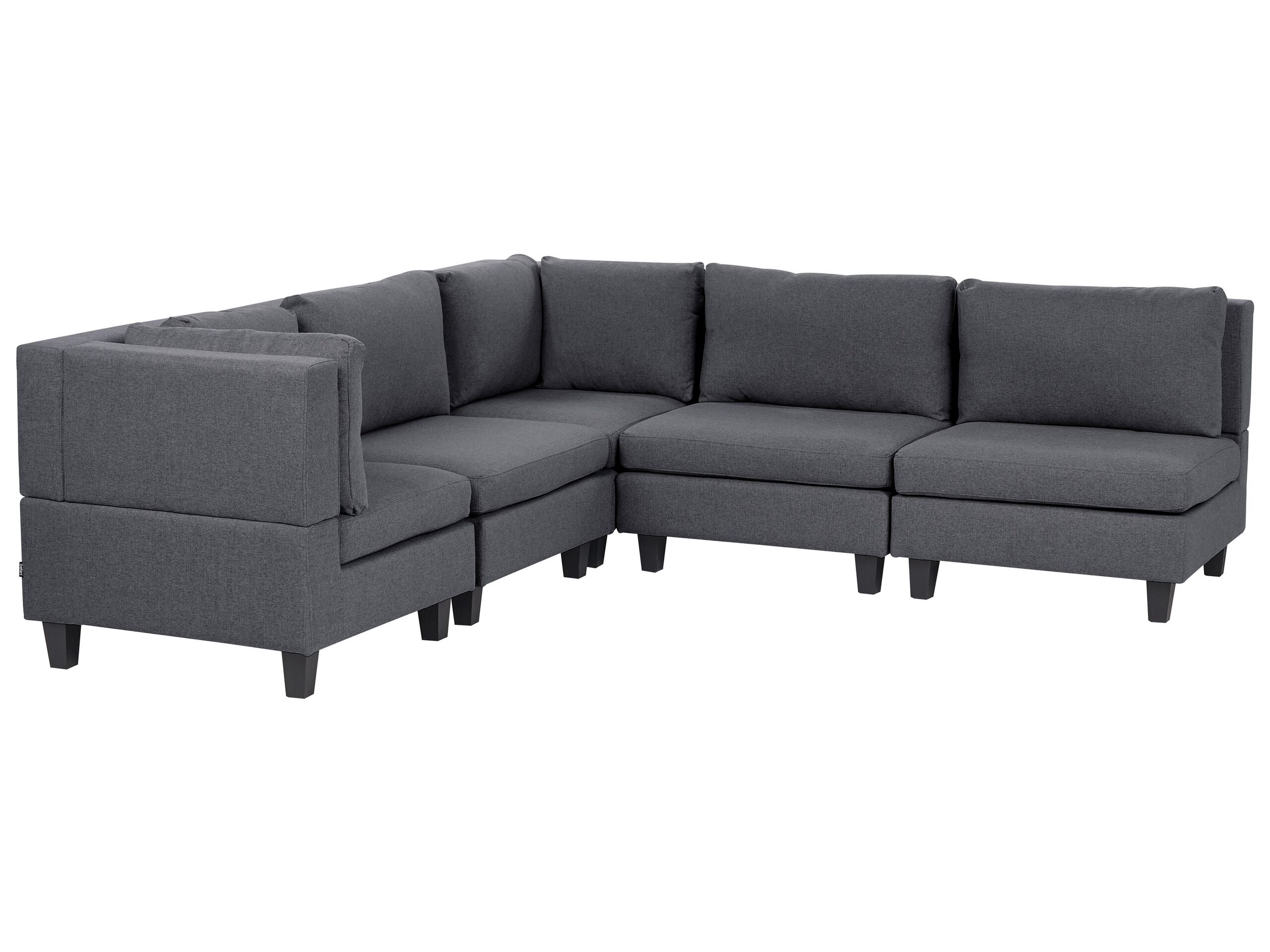 5 Seater Right Hand Modular Fabric Corner Sofa Dark Grey UNSTAD