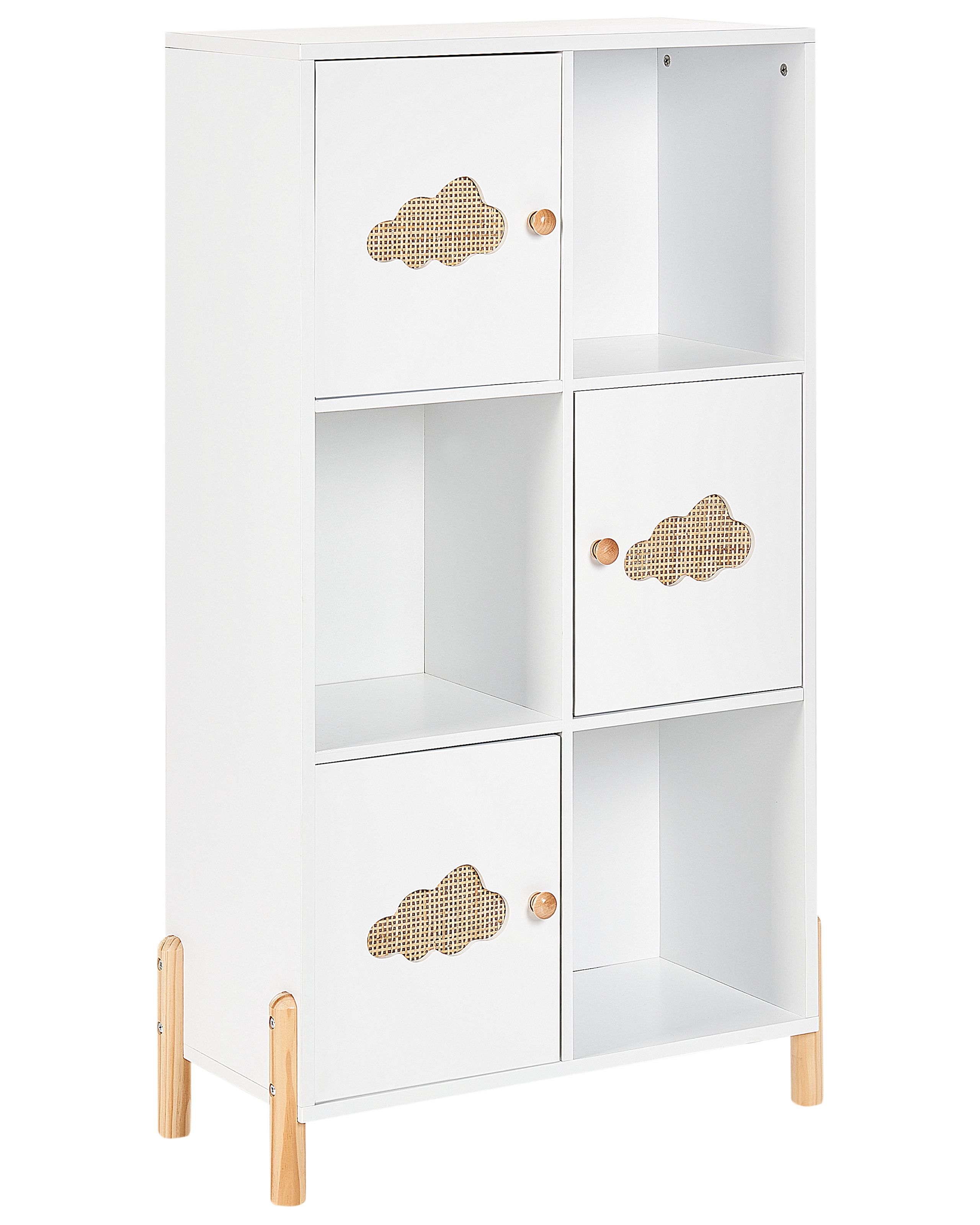 Bookcase White and Light Wood CLOUDY