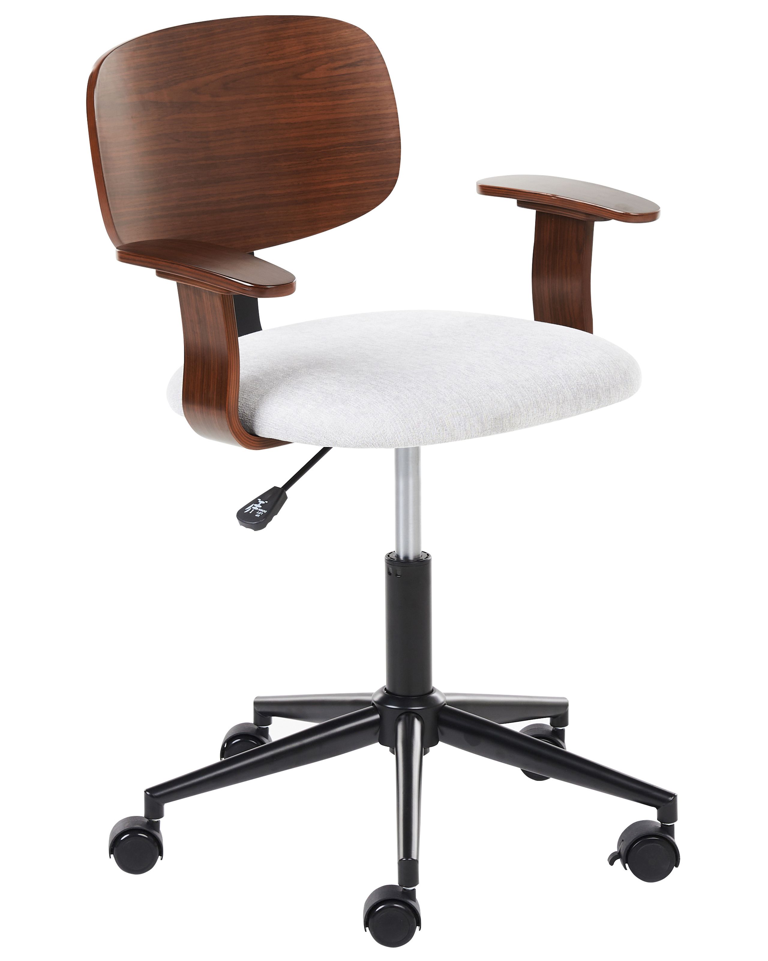 Linen Office Chair Dark Wood and Light Grey GUNNISON